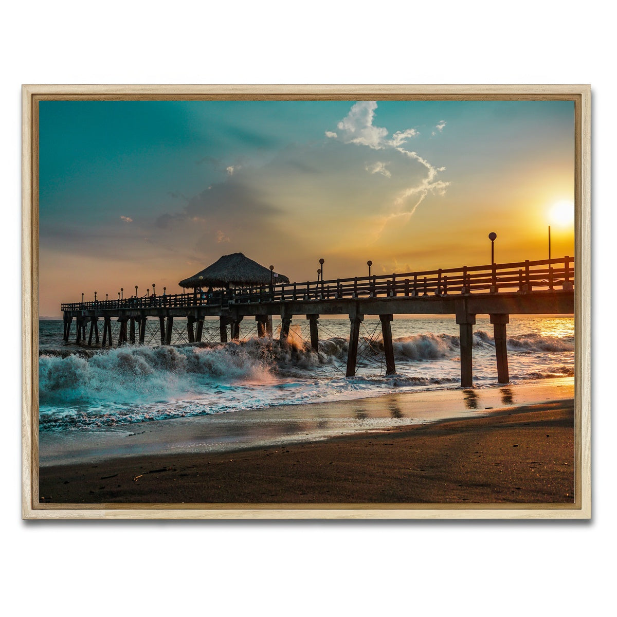 AUTO-MOCKUP WHITE | Sunset Pier | 1 Piece | Natural Framed Canvas | group=4x3