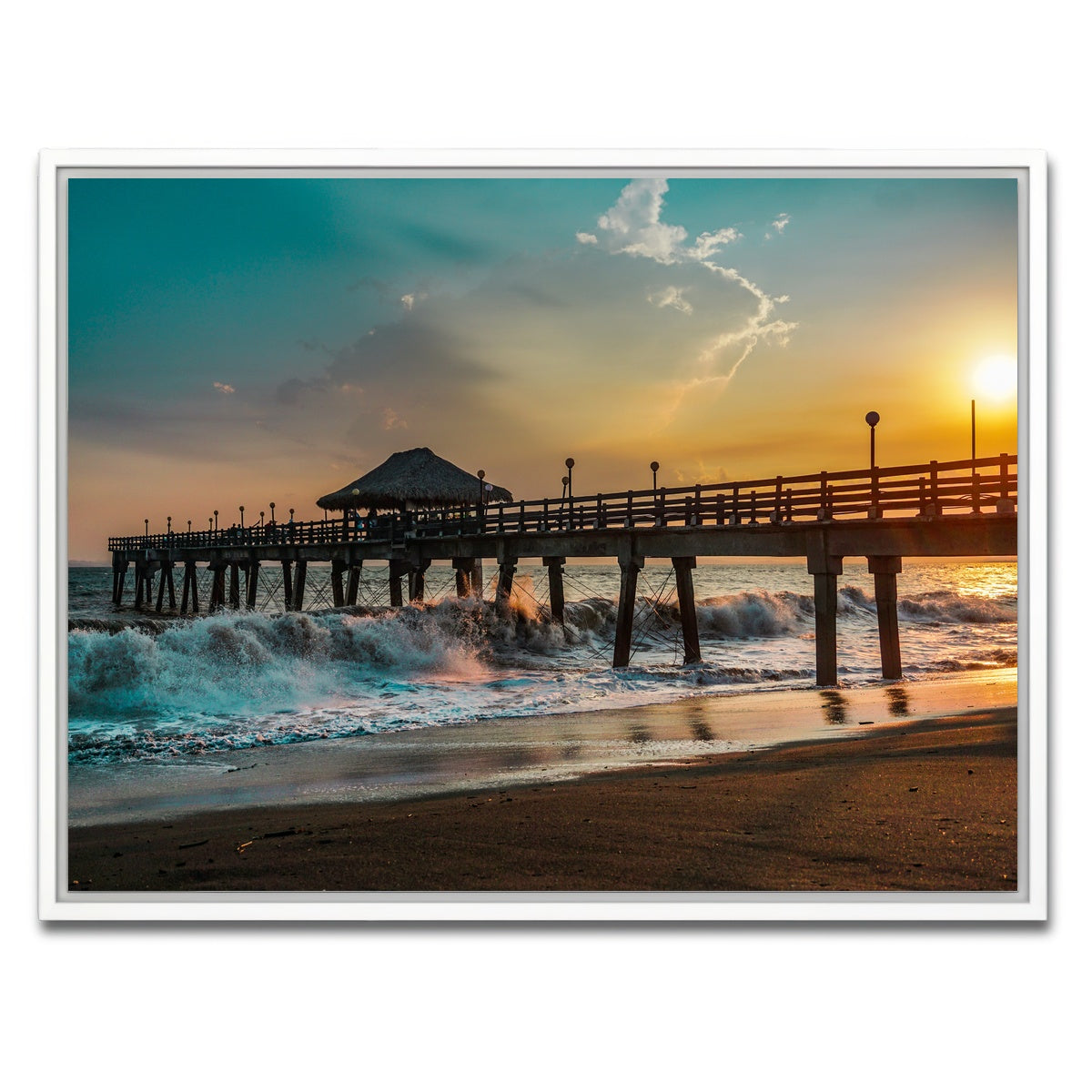 AUTO-MOCKUP WHITE | Sunset Pier | 1 Piece | White Framed Canvas | group=4x3