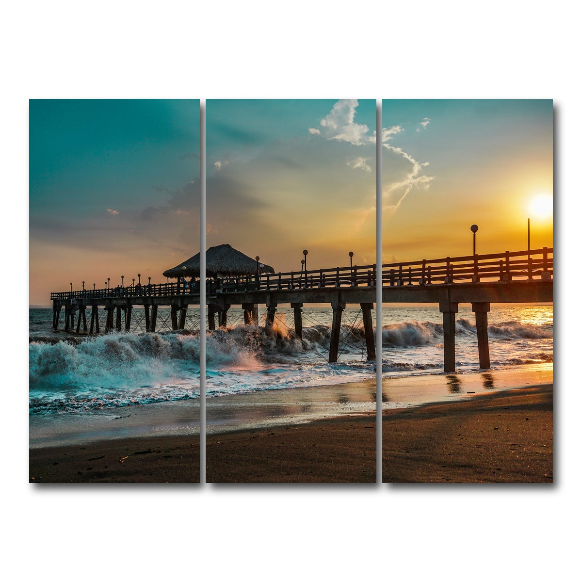 AUTO-MOCKUP WHITE | Sunset Pier | 3 Piece | Gallery Wrap Canvas | group=8x18