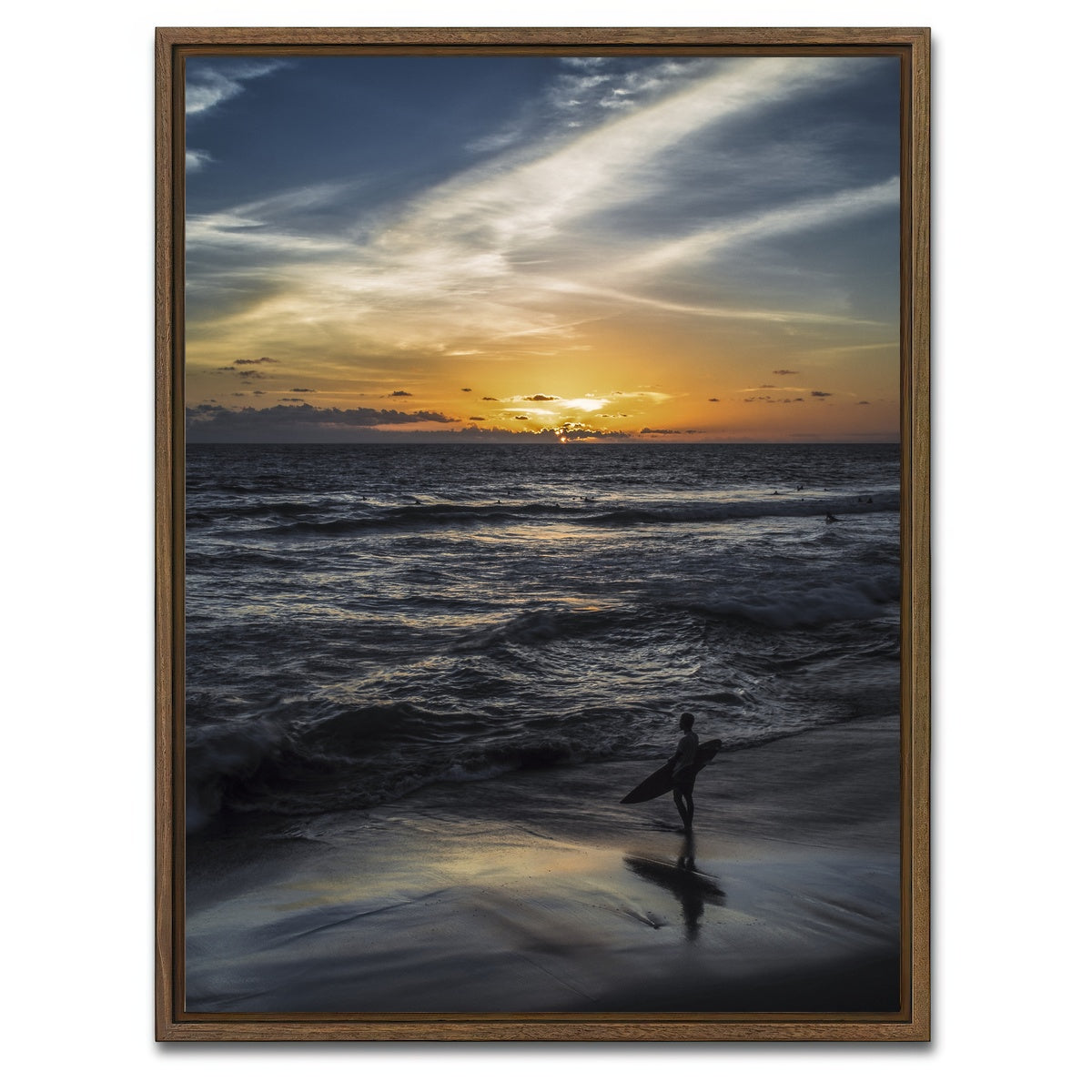 AUTO-MOCKUP WHITE | Sunset Surfer | 1 Piece | Walnut Framed Canvas | group=3x4