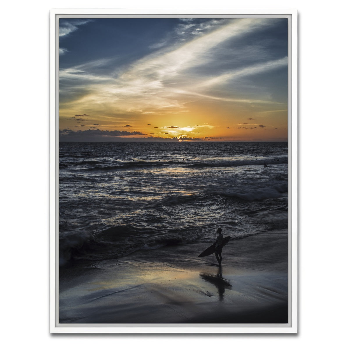 AUTO-MOCKUP WHITE | Sunset Surfer | 1 Piece | White Framed Canvas | group=3x4