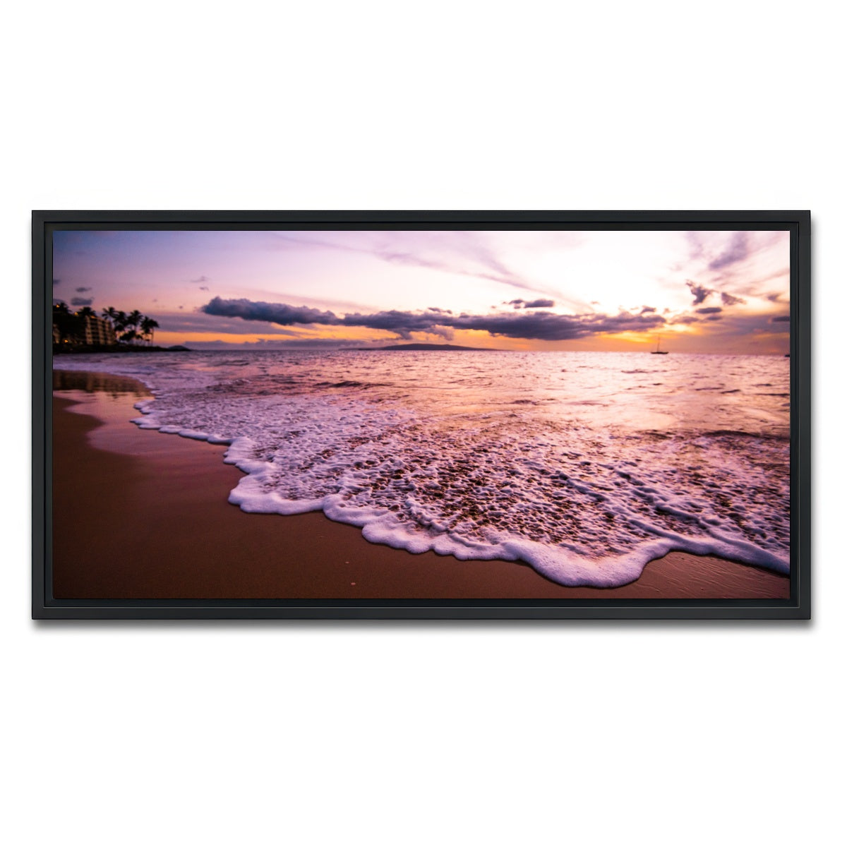 AUTO-MOCKUP WHITE | Sunset Waves | 1 Piece | Black Framed Canvas | group=2x1