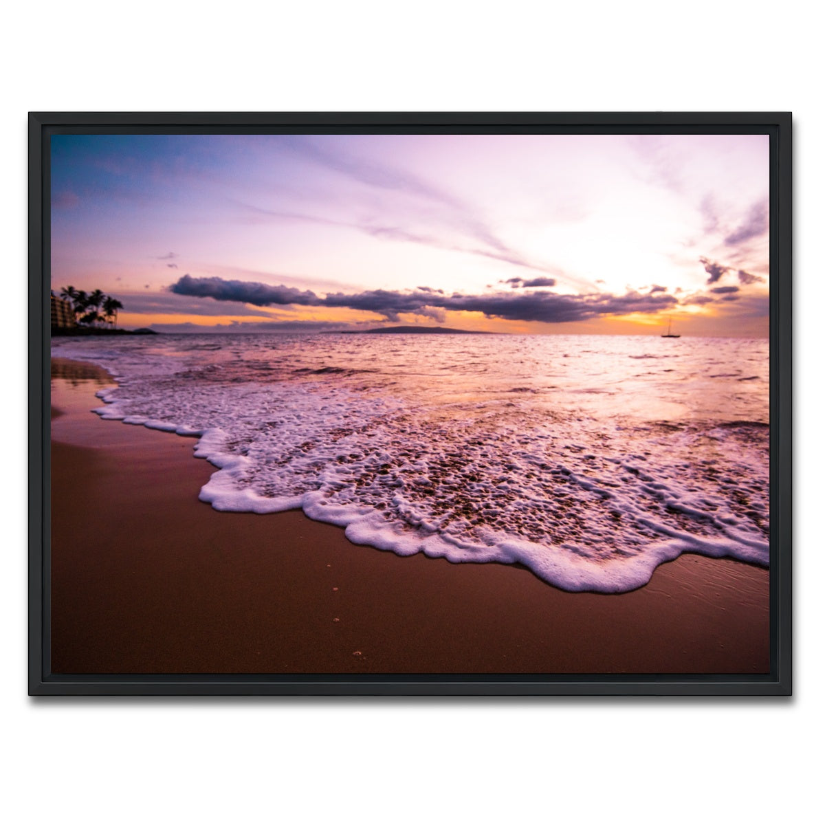 AUTO-MOCKUP WHITE | Sunset Waves | 1 Piece | Black Framed Canvas | group=4x3