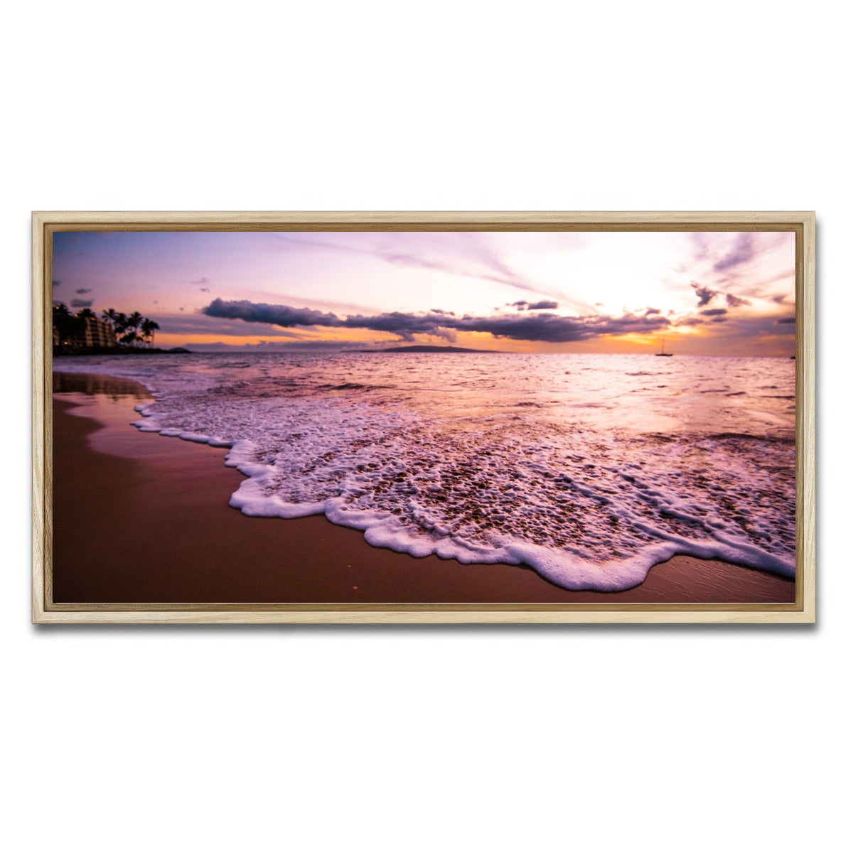 AUTO-MOCKUP WHITE | Sunset Waves | 1 Piece | Natural Framed Canvas | group=2x1