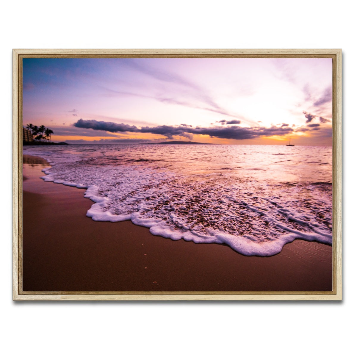 AUTO-MOCKUP WHITE | Sunset Waves | 1 Piece | Natural Framed Canvas | group=4x3