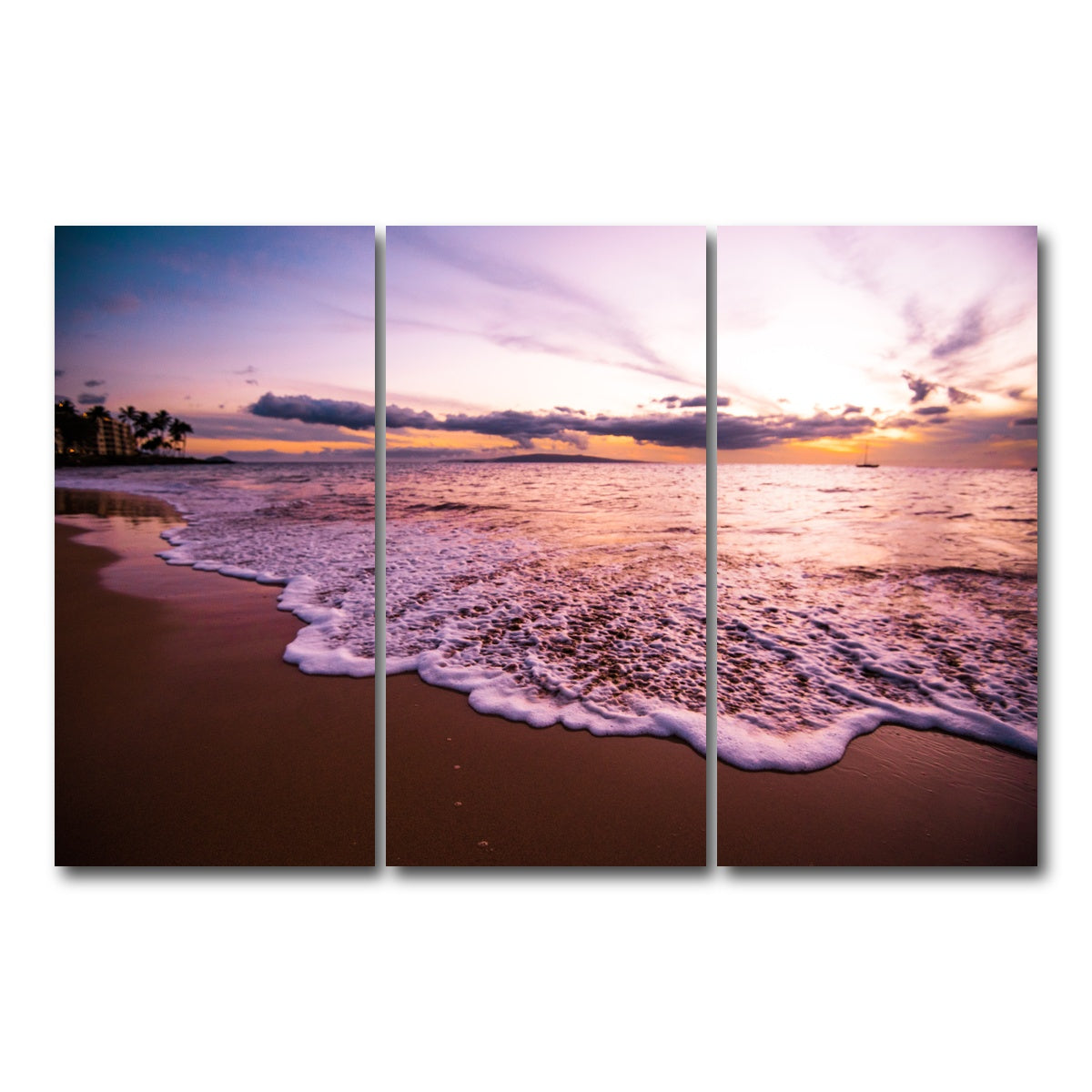 AUTO-MOCKUP WHITE | Sunset Waves | 3 Piece | Gallery Wrap Canvas | group=12x24