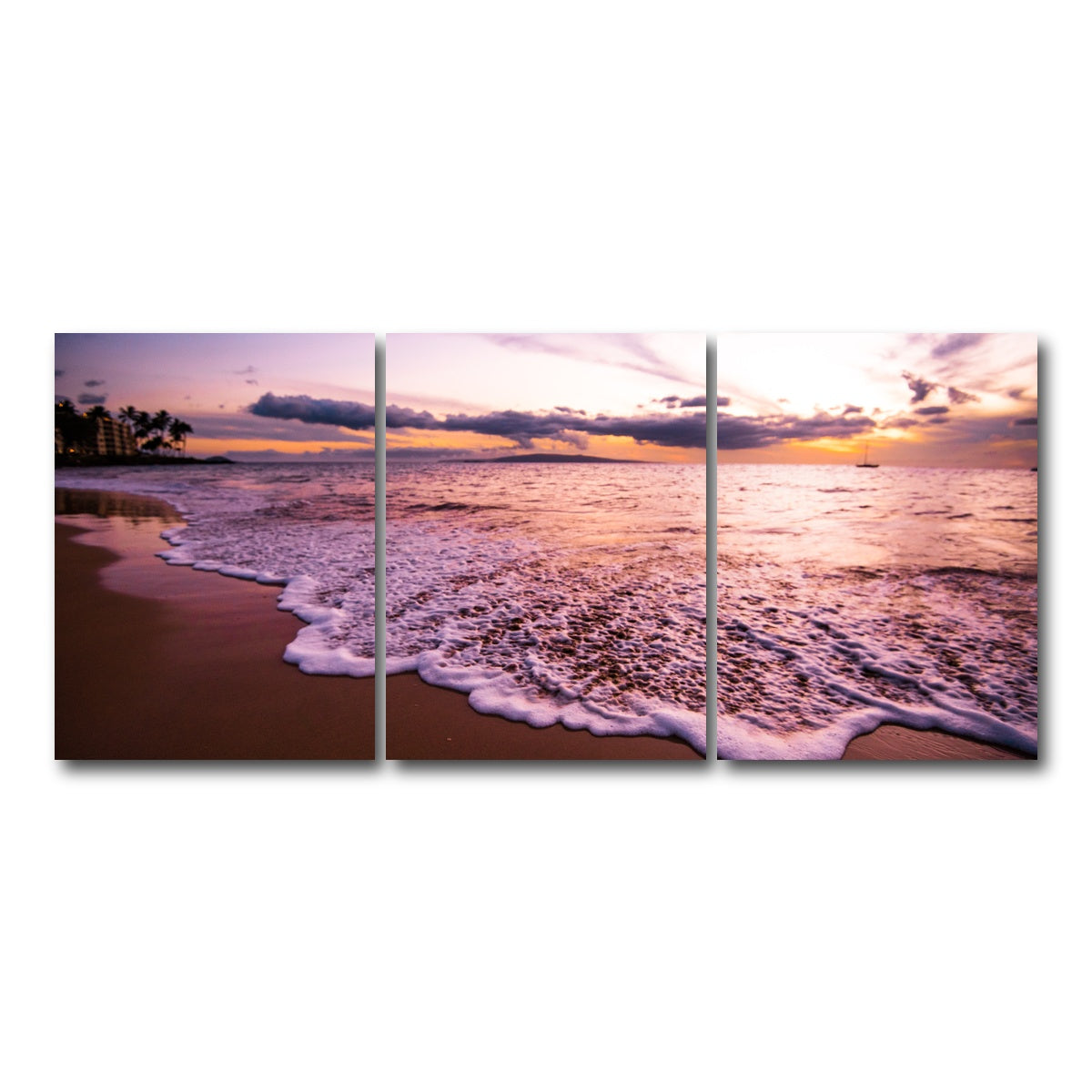 AUTO-MOCKUP WHITE | Sunset Waves | 3 Piece | Gallery Wrap Canvas | group=18x24