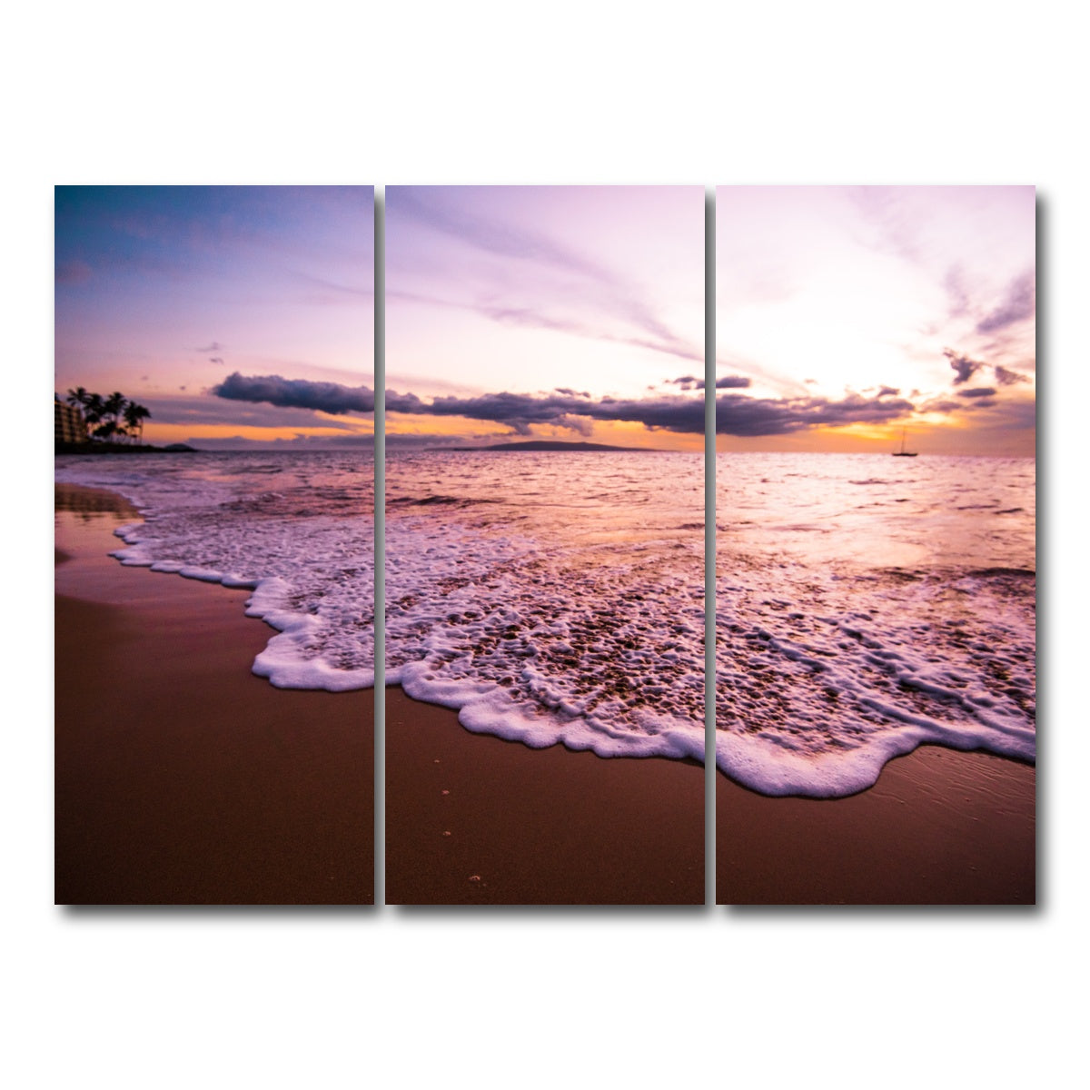 AUTO-MOCKUP WHITE | Sunset Waves | 3 Piece | Gallery Wrap Canvas | group=8x18