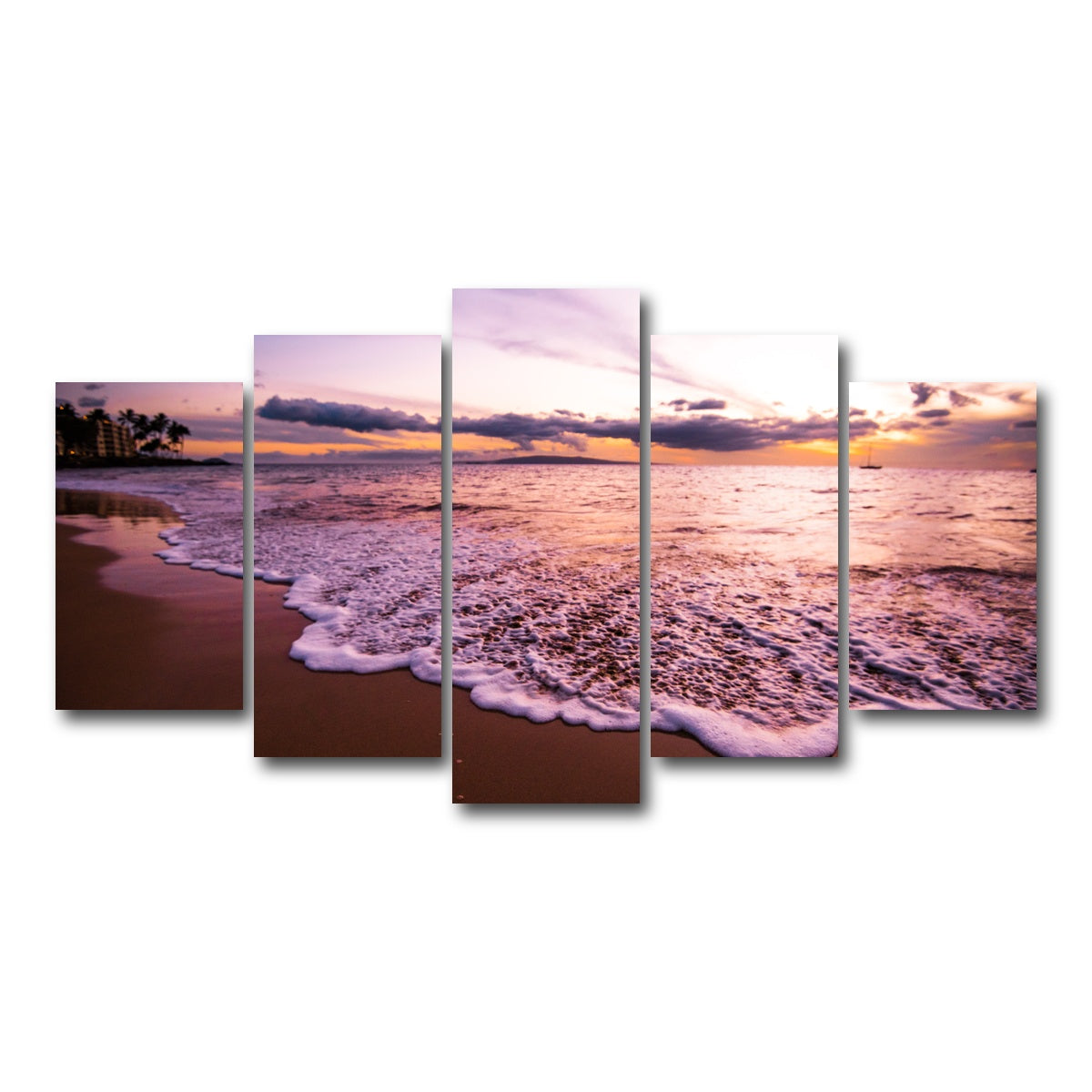 AUTO-MOCKUP WHITE | Sunset Waves | 5 Piece | Gallery Wrap Canvas | group=5_normal