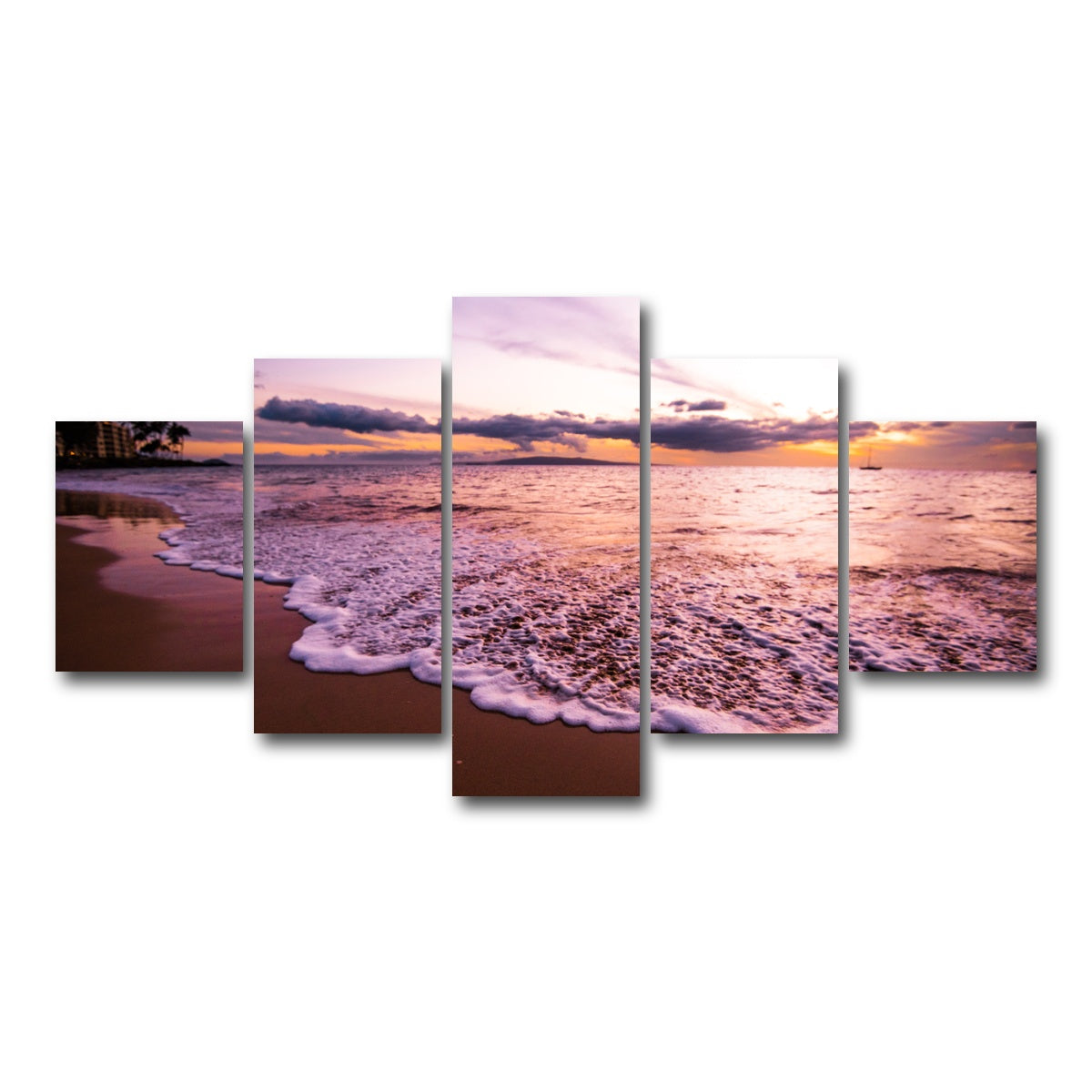 AUTO-MOCKUP WHITE | Sunset Waves | 5 Piece | Gallery Wrap Canvas | group=5_short
