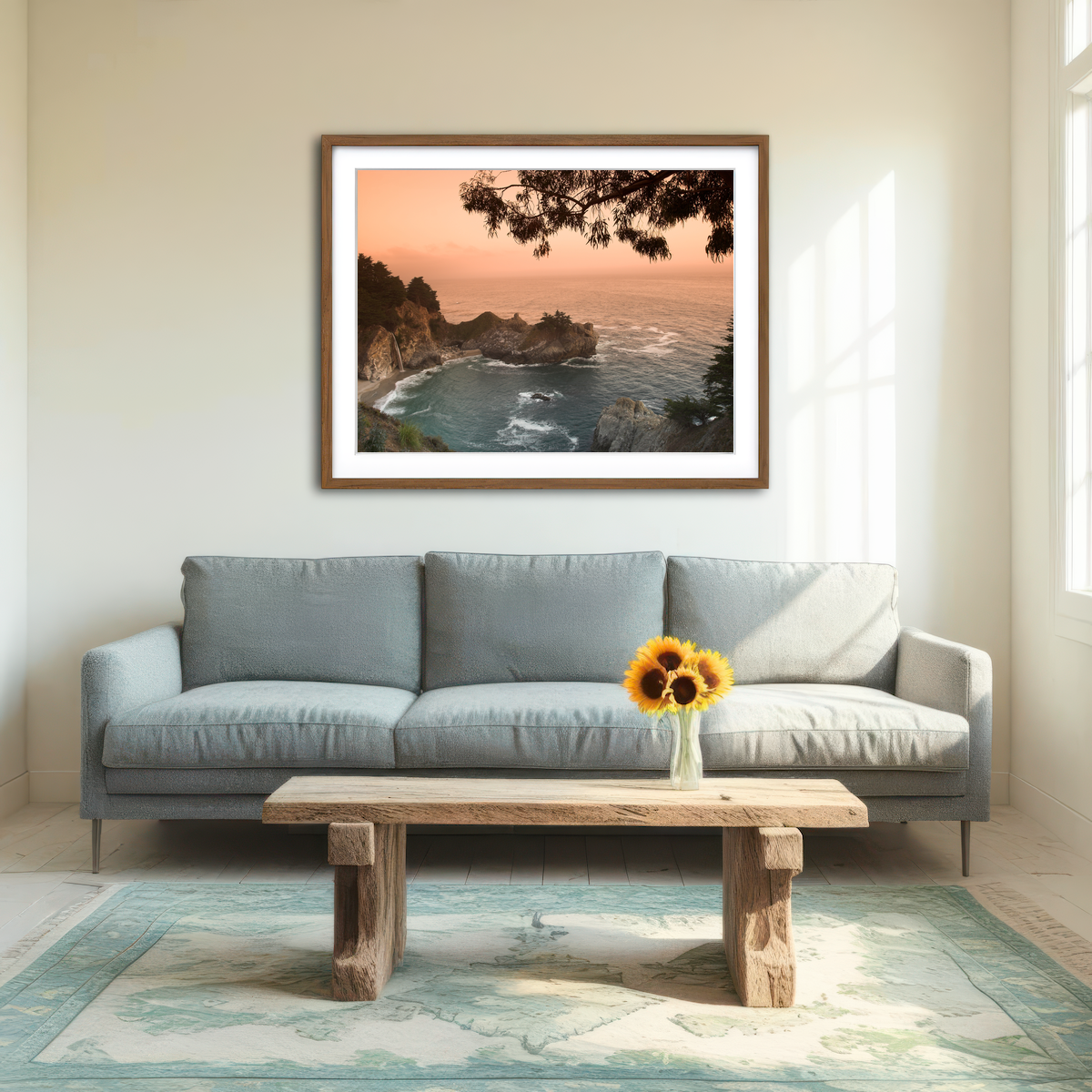 AUTO-MOCKUP ROOM | Sunset at California Beach Wall Art