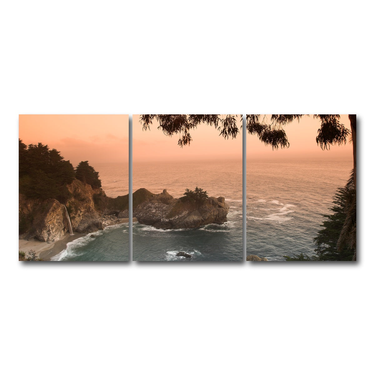 AUTO-MOCKUP WHITE | Sunset at California beach | 3 Piece | Gallery Wrap Canvas | group=18x24