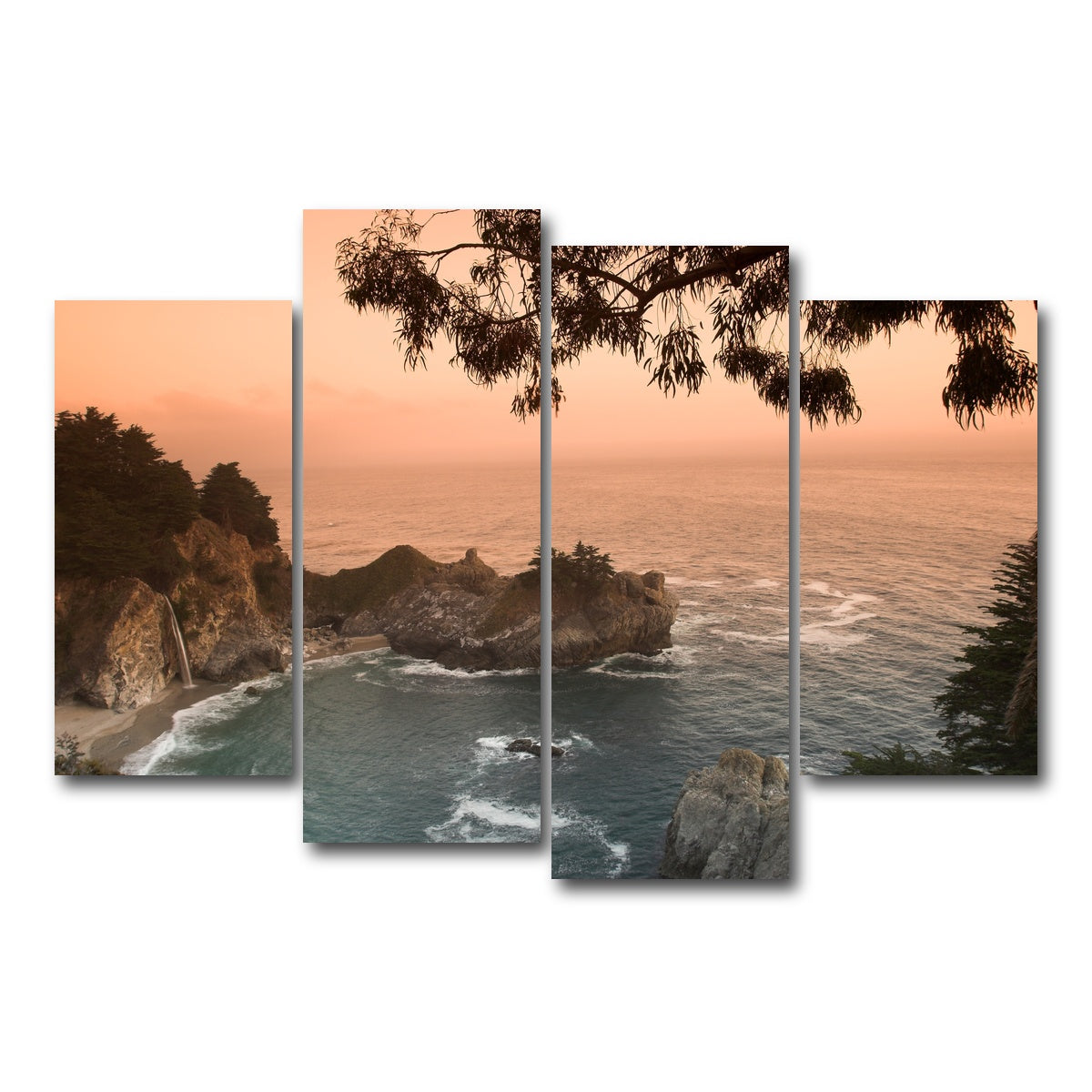 AUTO-MOCKUP WHITE | Sunset at California beach | 4 Piece | Gallery Wrap Canvas | group=4_short
