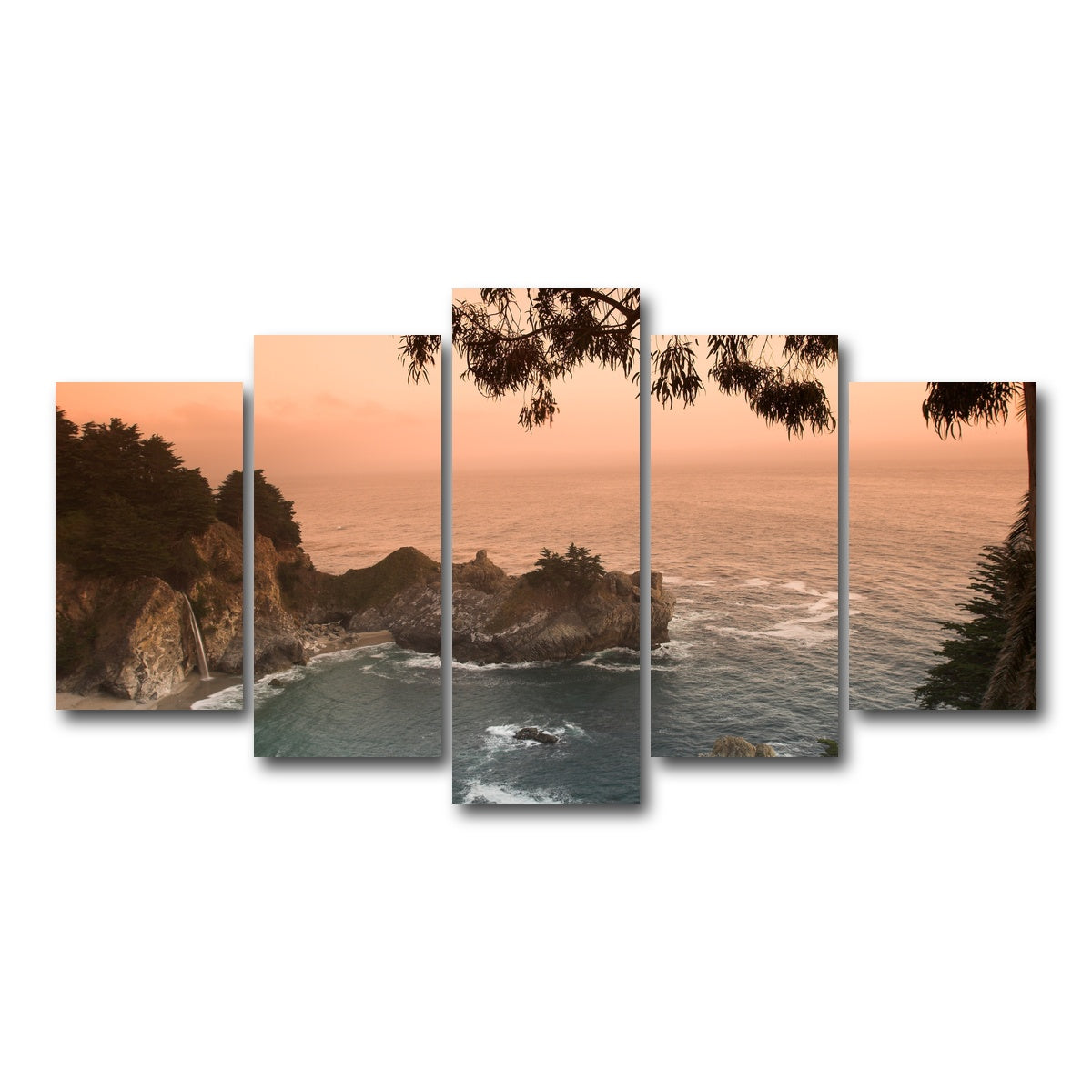 AUTO-MOCKUP WHITE | Sunset at California beach | 5 Piece | Gallery Wrap Canvas | group=5_normal