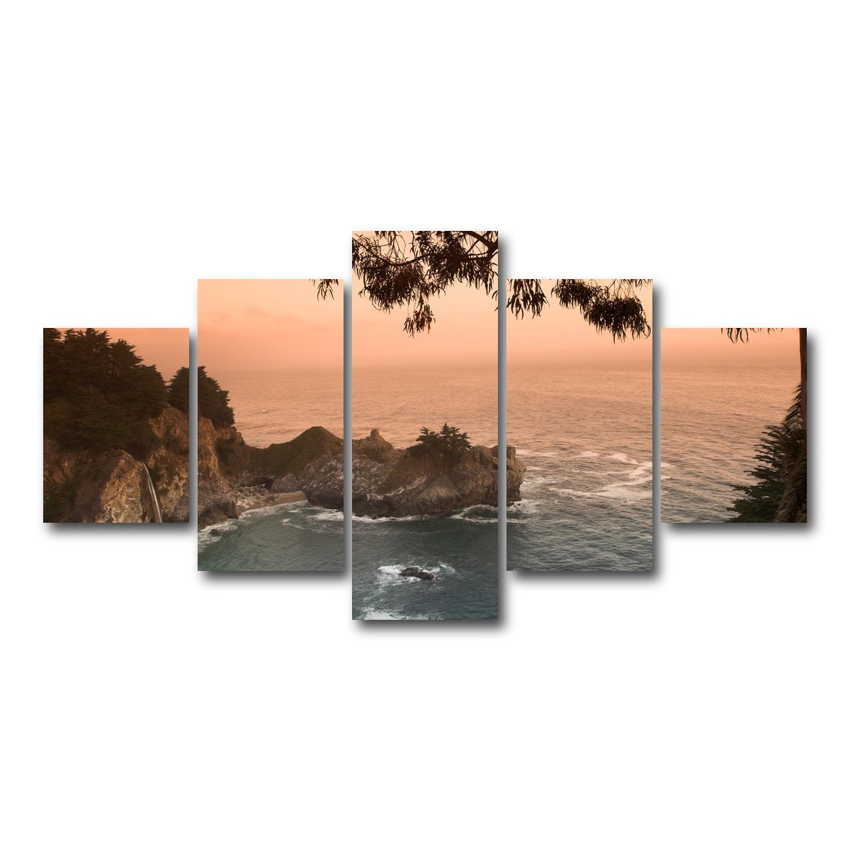 AUTO-MOCKUP WHITE | Sunset at California beach | 5 Piece | Gallery Wrap Canvas | group=5_short