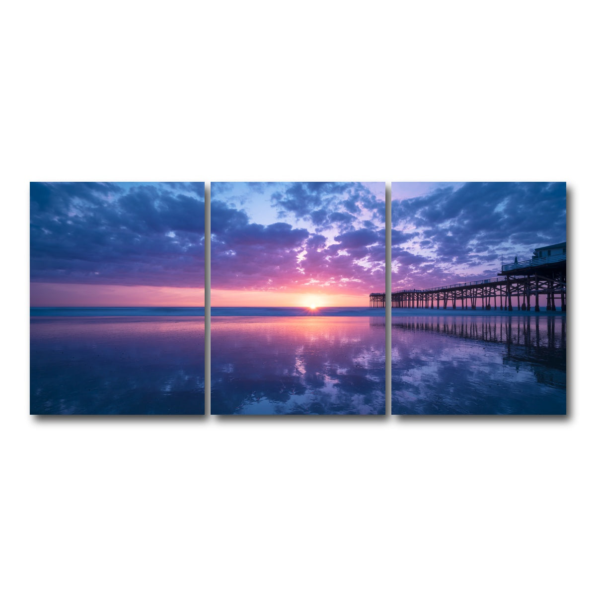 AUTO-MOCKUP WHITE | Sunset at Pacific Beach San Diego | 3 Piece | Gallery Wrap Canvas | group=18x24