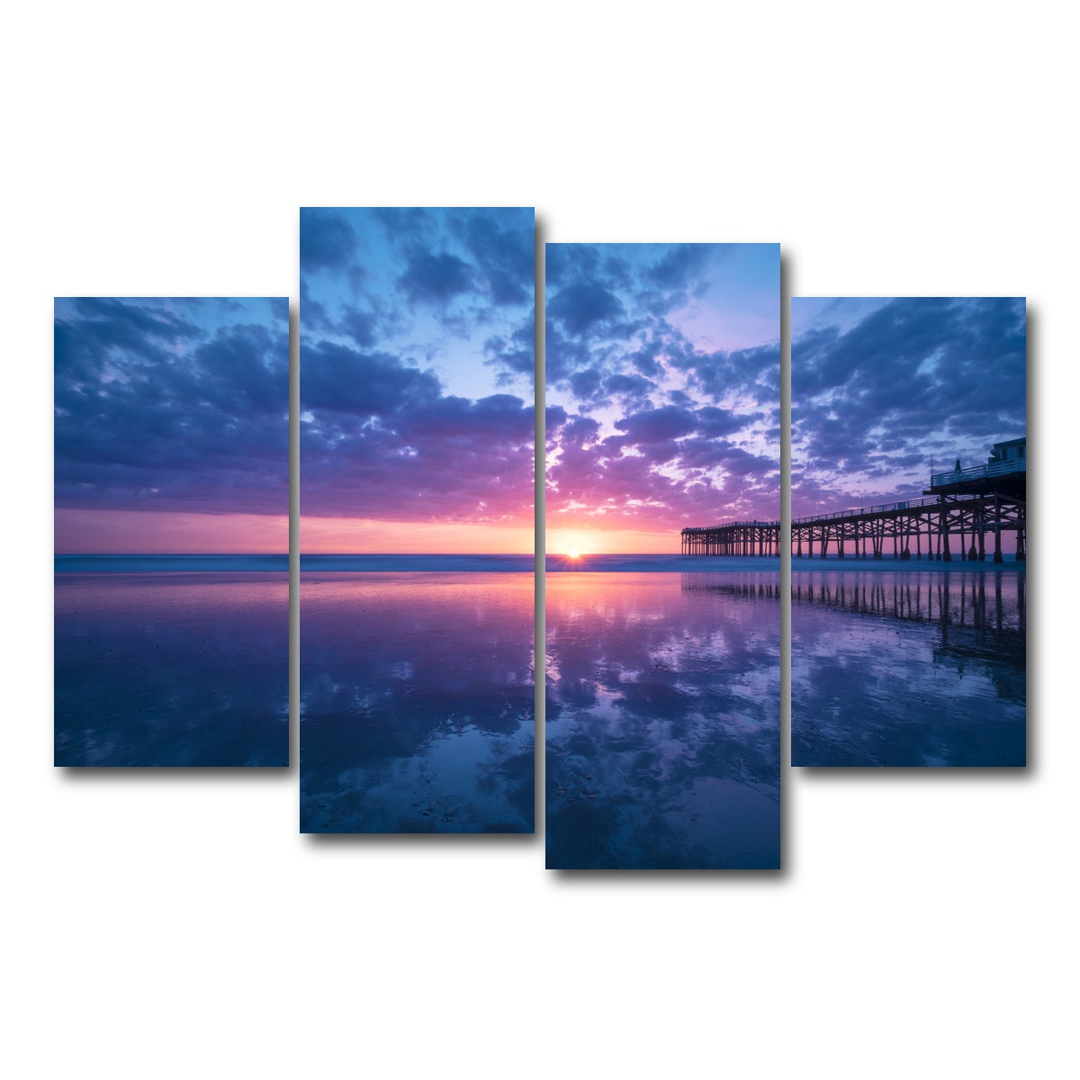 AUTO-MOCKUP WHITE | Sunset at Pacific Beach San Diego | 4 Piece | Gallery Wrap Canvas | group=4_short