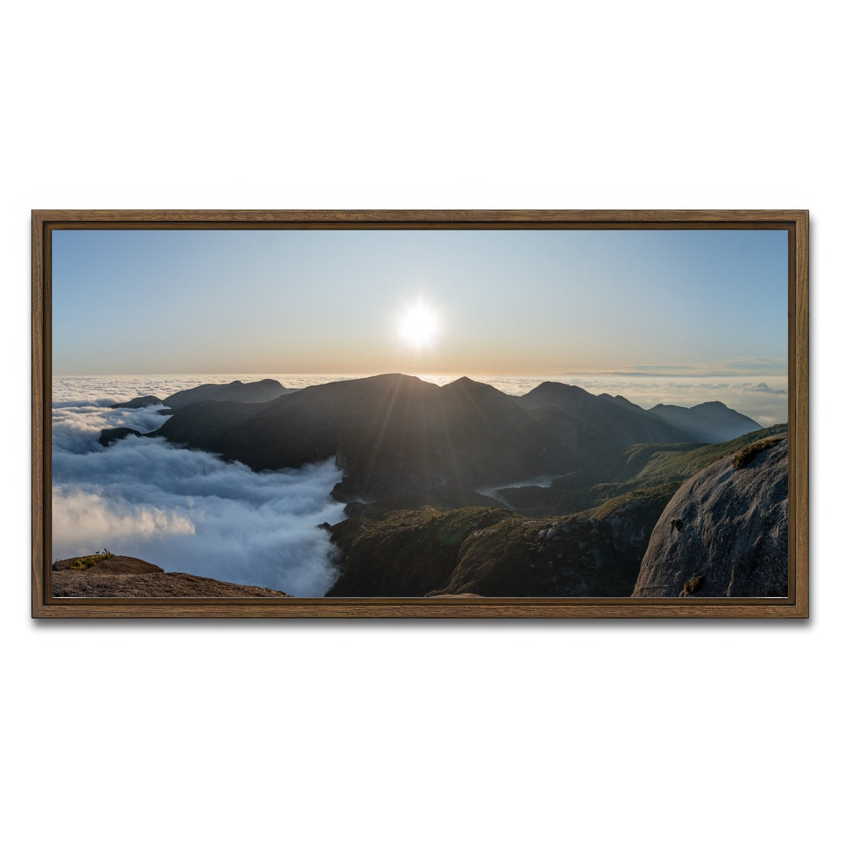 AUTO-MOCKUP WHITE | Sunset at Pedra do Sino Brazil | 1 Piece | Walnut Framed Canvas | group=2x1