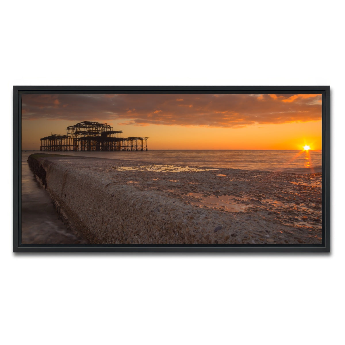 AUTO-MOCKUP WHITE | Sunset at West Pier | 1 Piece | Black Framed Canvas | group=2x1