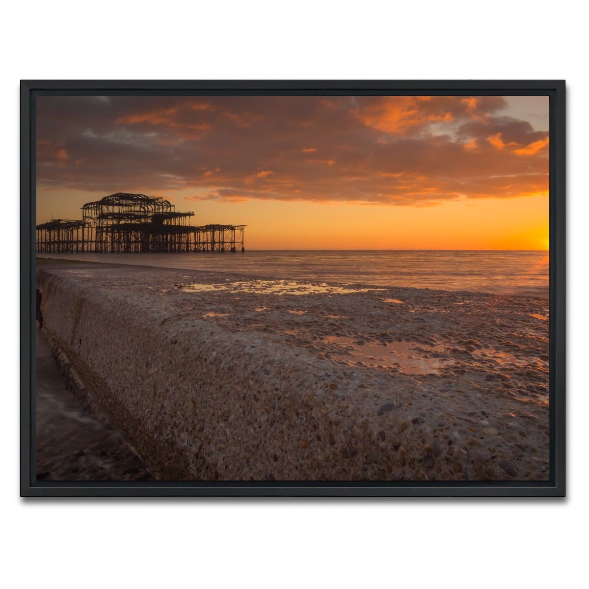 AUTO-MOCKUP WHITE | Sunset at West Pier | 1 Piece | Black Framed Canvas | group=4x3