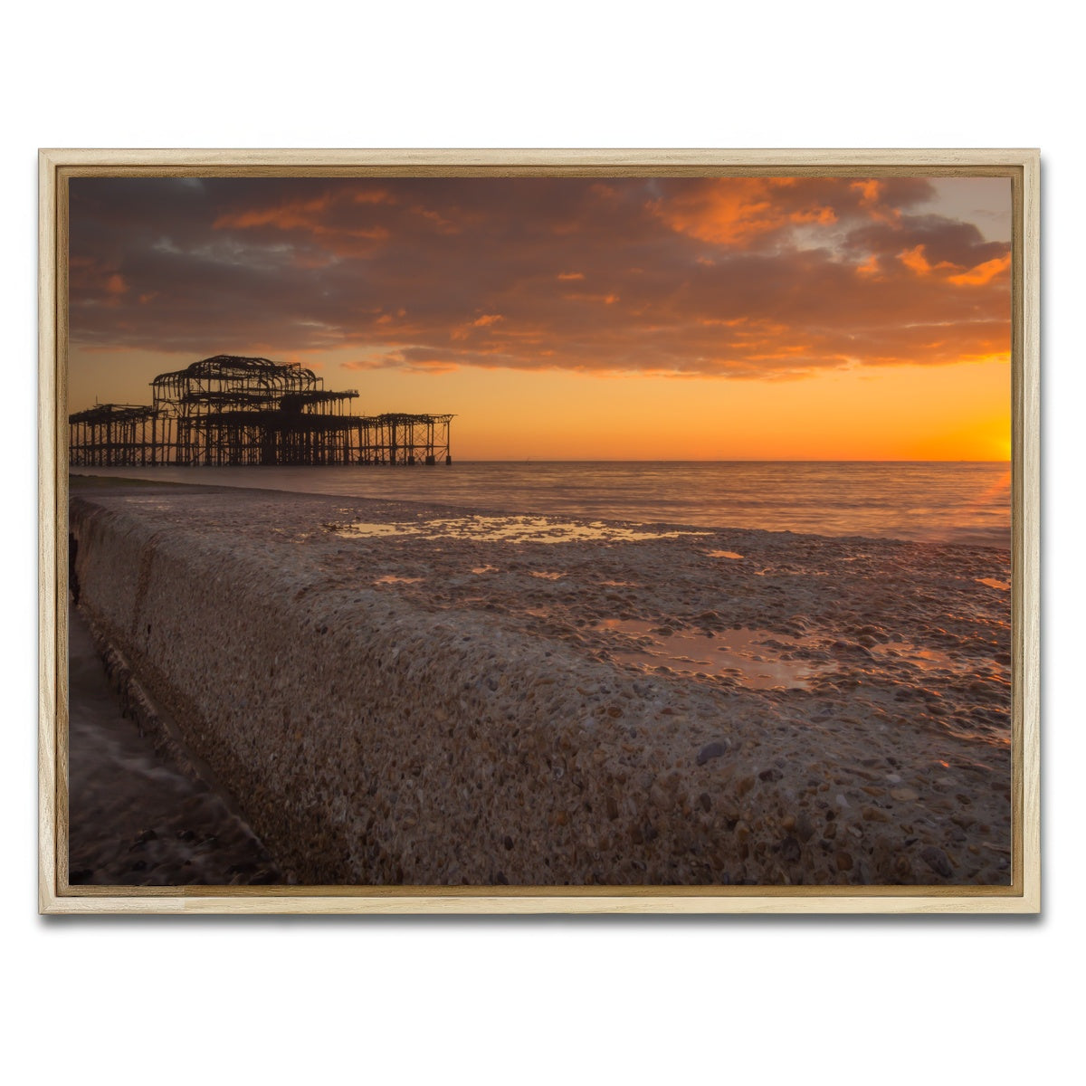 AUTO-MOCKUP WHITE | Sunset at West Pier | 1 Piece | Natural Framed Canvas | group=4x3