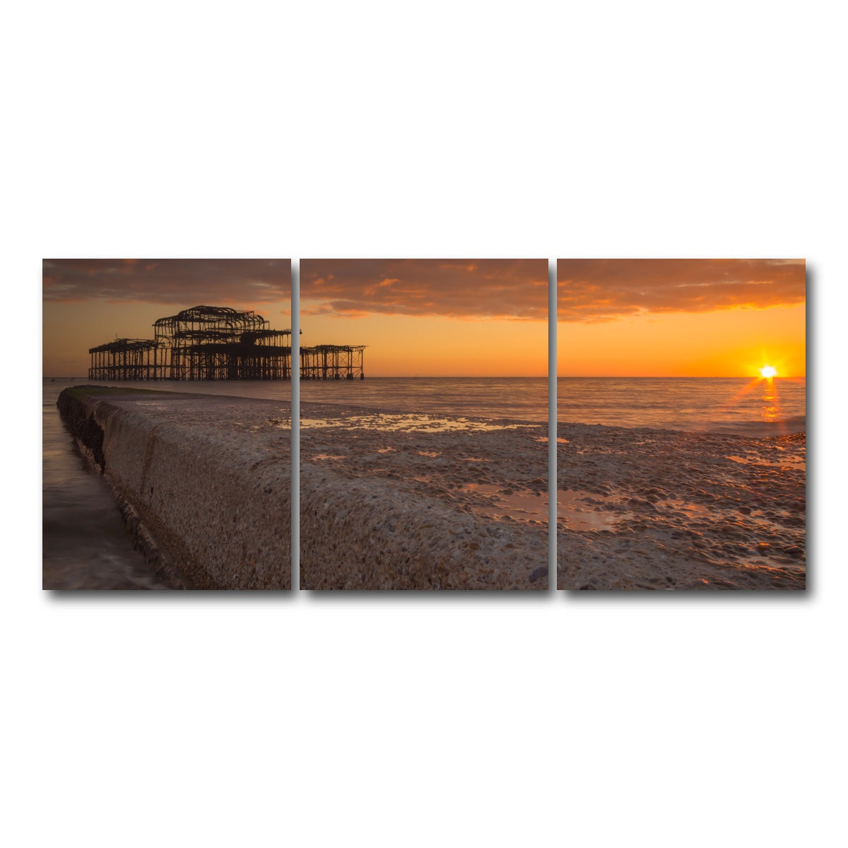 AUTO-MOCKUP WHITE | Sunset at West Pier | 3 Piece | Gallery Wrap Canvas | group=18x24