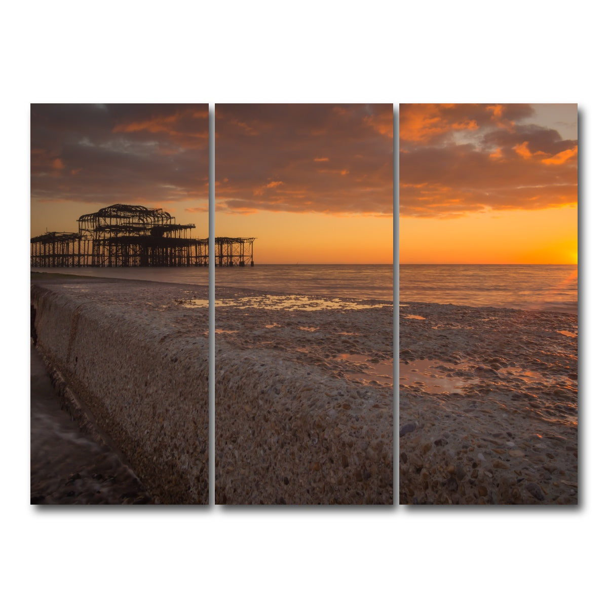 AUTO-MOCKUP WHITE | Sunset at West Pier | 3 Piece | Gallery Wrap Canvas | group=8x18