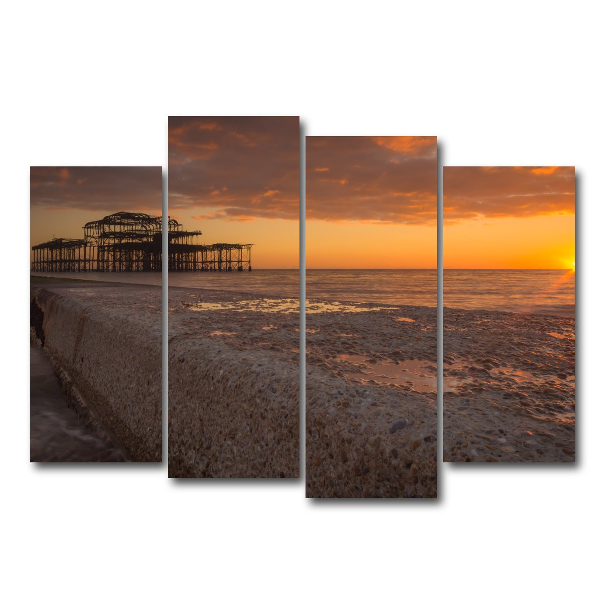 AUTO-MOCKUP WHITE | Sunset at West Pier | 4 Piece | Gallery Wrap Canvas | group=4_normal