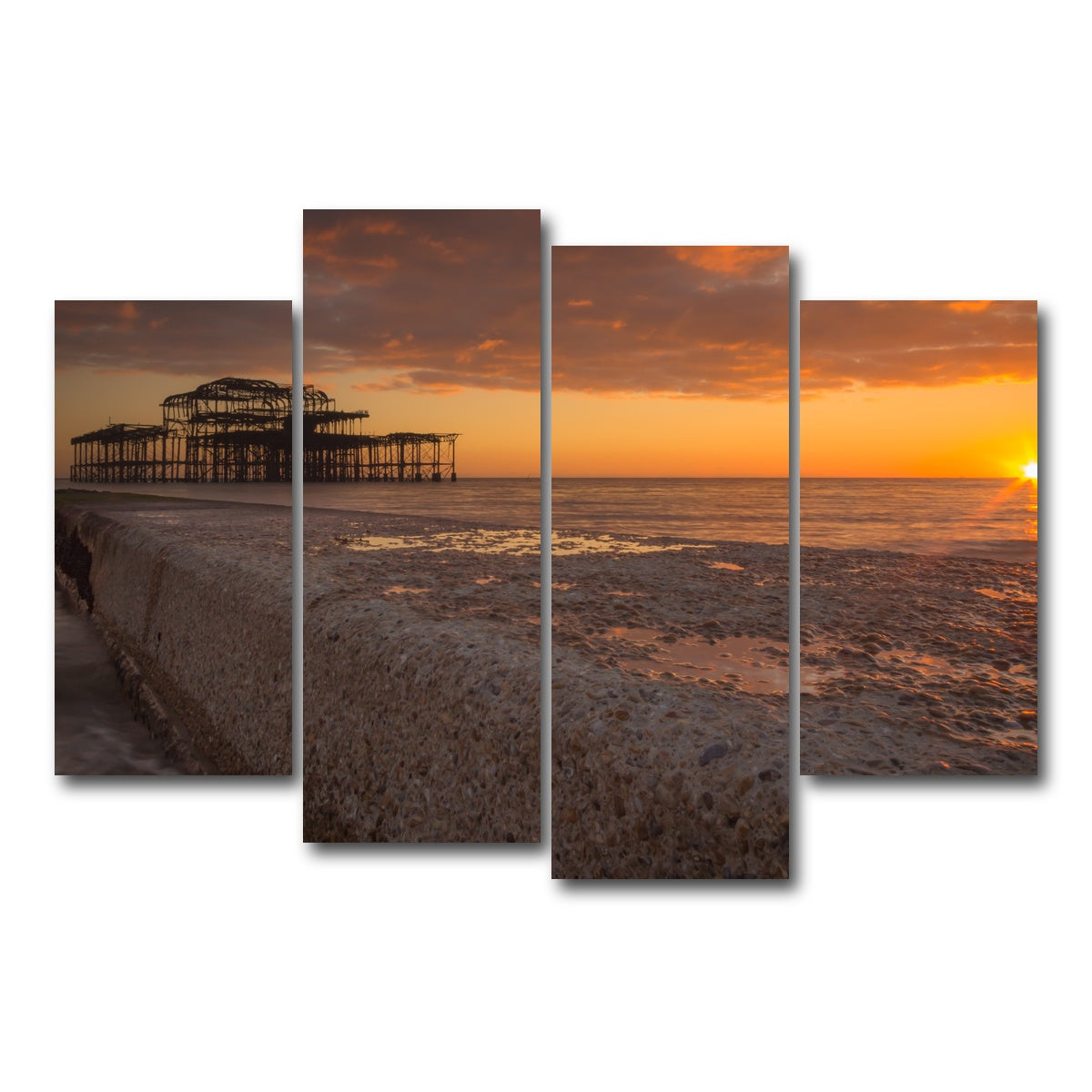AUTO-MOCKUP WHITE | Sunset at West Pier | 4 Piece | Gallery Wrap Canvas | group=4_short