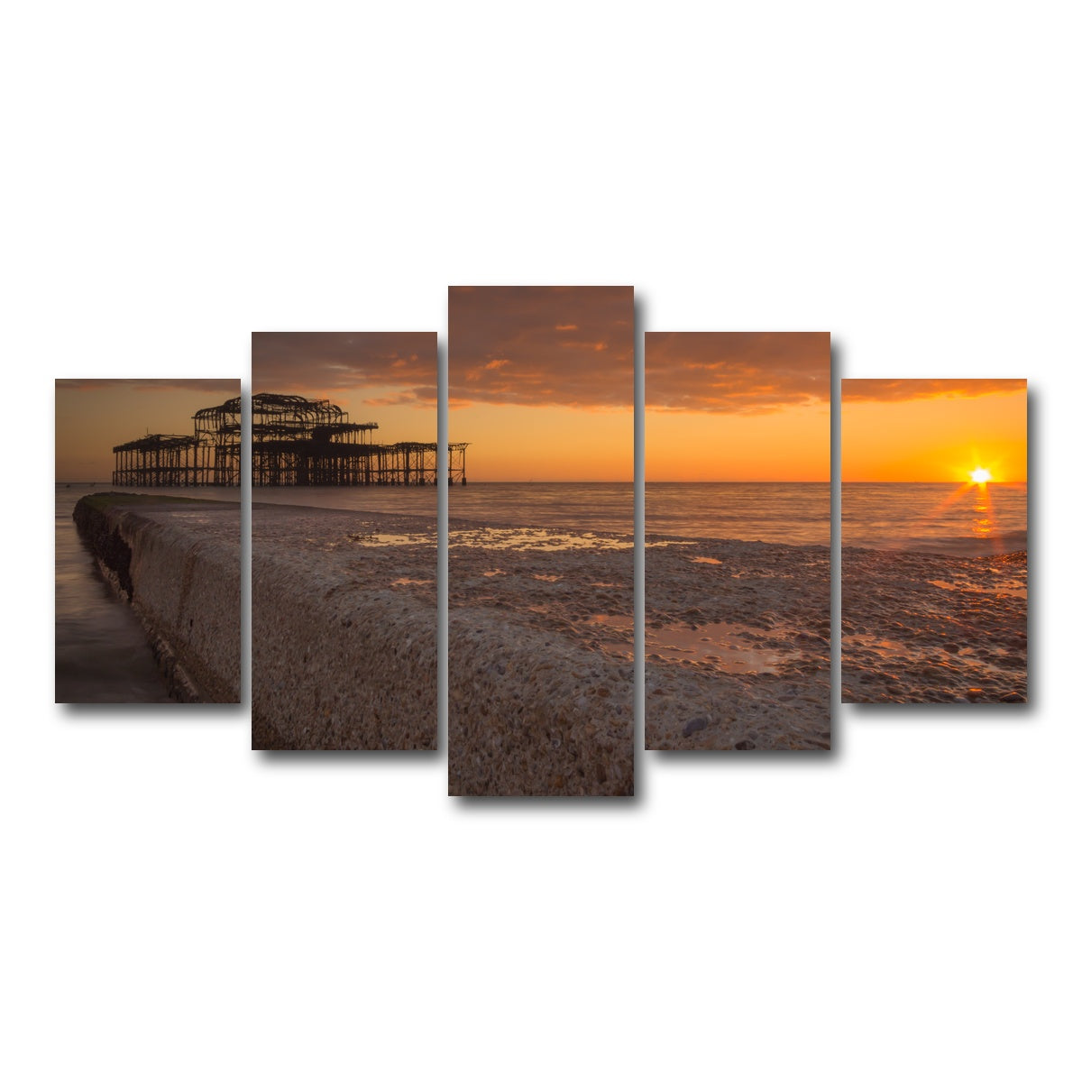 AUTO-MOCKUP WHITE | Sunset at West Pier | 5 Piece | Gallery Wrap Canvas | group=5_normal