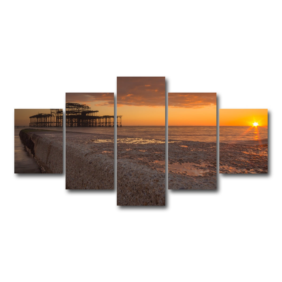 AUTO-MOCKUP WHITE | Sunset at West Pier | 5 Piece | Gallery Wrap Canvas | group=5_short
