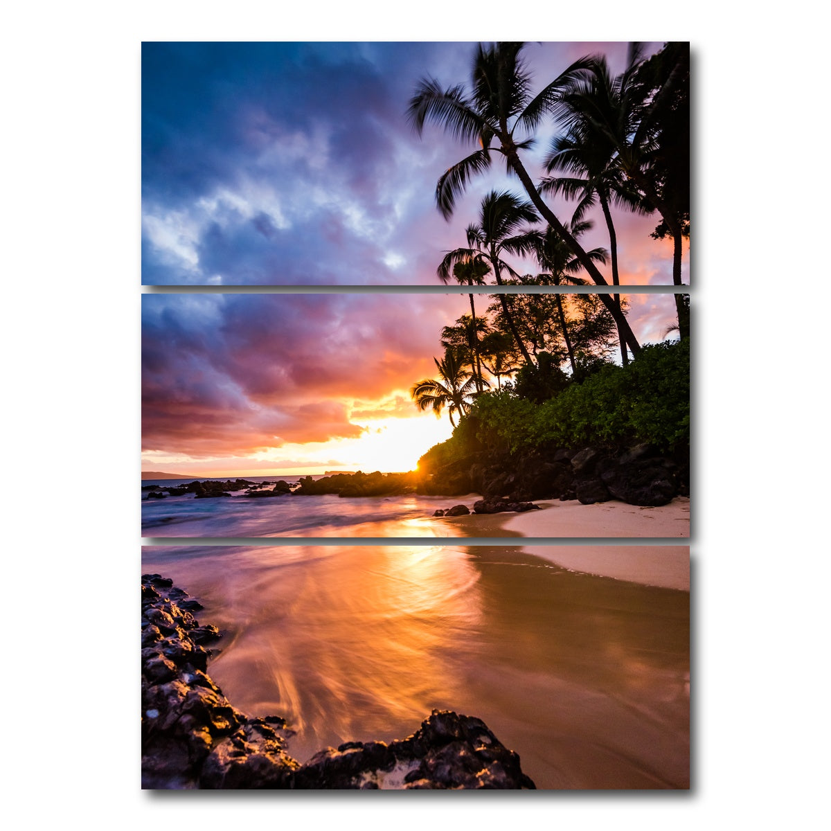 AUTO-MOCKUP WHITE | Sunset by the Beach | 3 Piece | Gallery Wrap Canvas | group=8x18_stacked