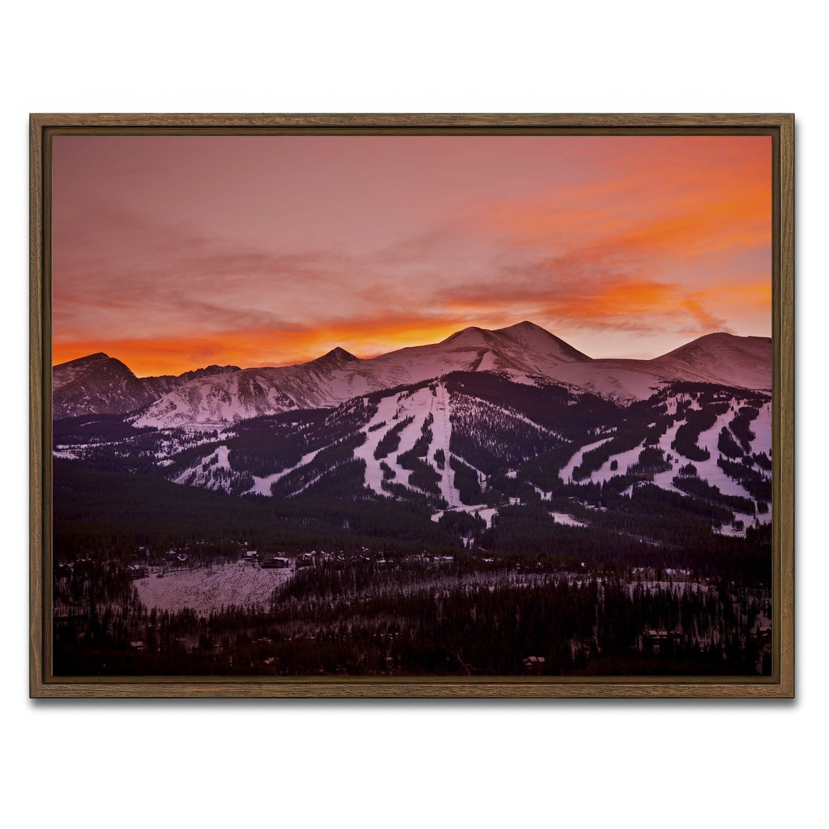 AUTO-MOCKUP WHITE | Sunset in Breckenridge | 1 Piece | Walnut Framed Canvas | group=4x3