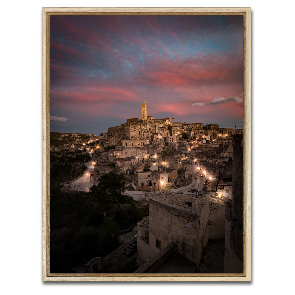 AUTO-MOCKUP WHITE | Sunset in Matera | 1 Piece | Natural Framed Canvas | group=3x4