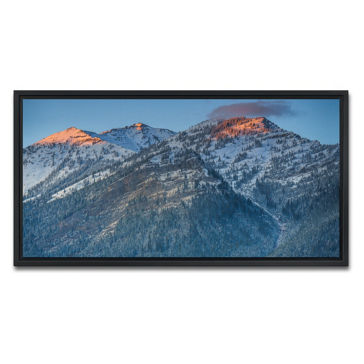 AUTO-MOCKUP WHITE | Sunset on Three Sisters | 1 Piece | Black Framed Canvas | group=2x1