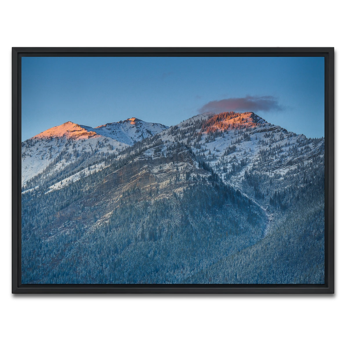 AUTO-MOCKUP WHITE | Sunset on Three Sisters | 1 Piece | Black Framed Canvas | group=4x3
