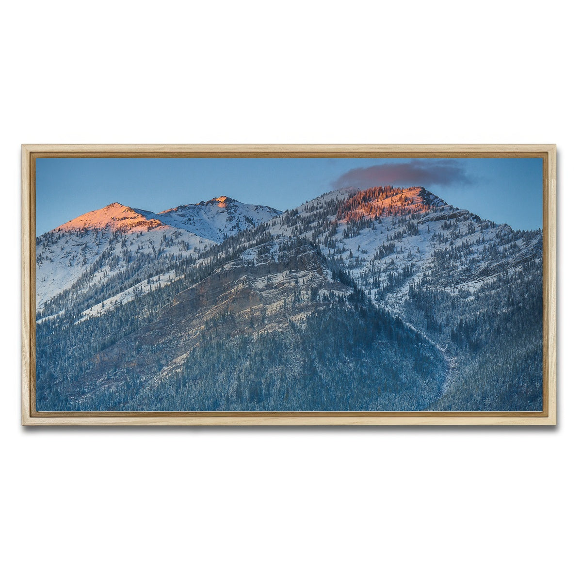AUTO-MOCKUP WHITE | Sunset on Three Sisters | 1 Piece | Natural Framed Canvas | group=2x1