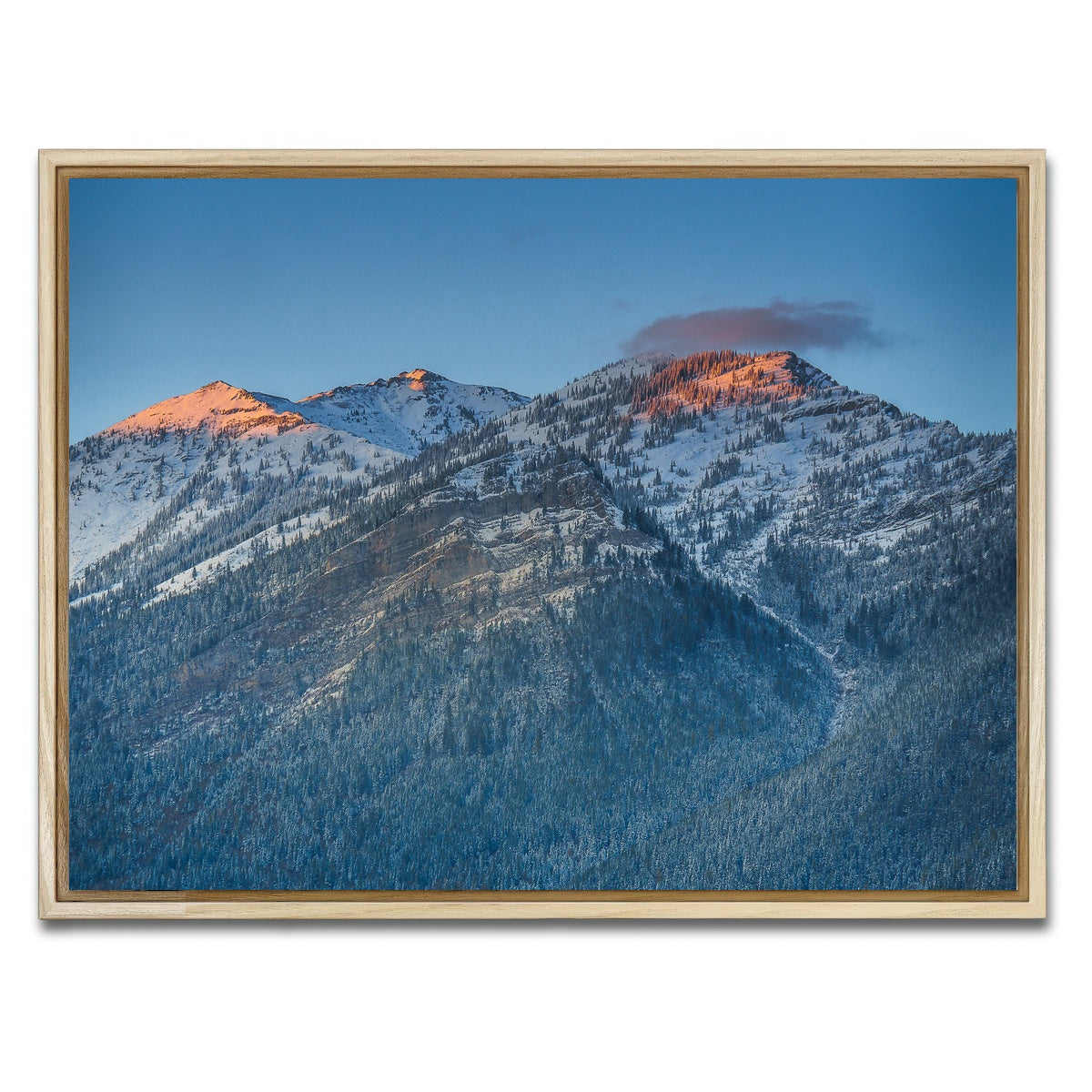 AUTO-MOCKUP WHITE | Sunset on Three Sisters | 1 Piece | Natural Framed Canvas | group=4x3