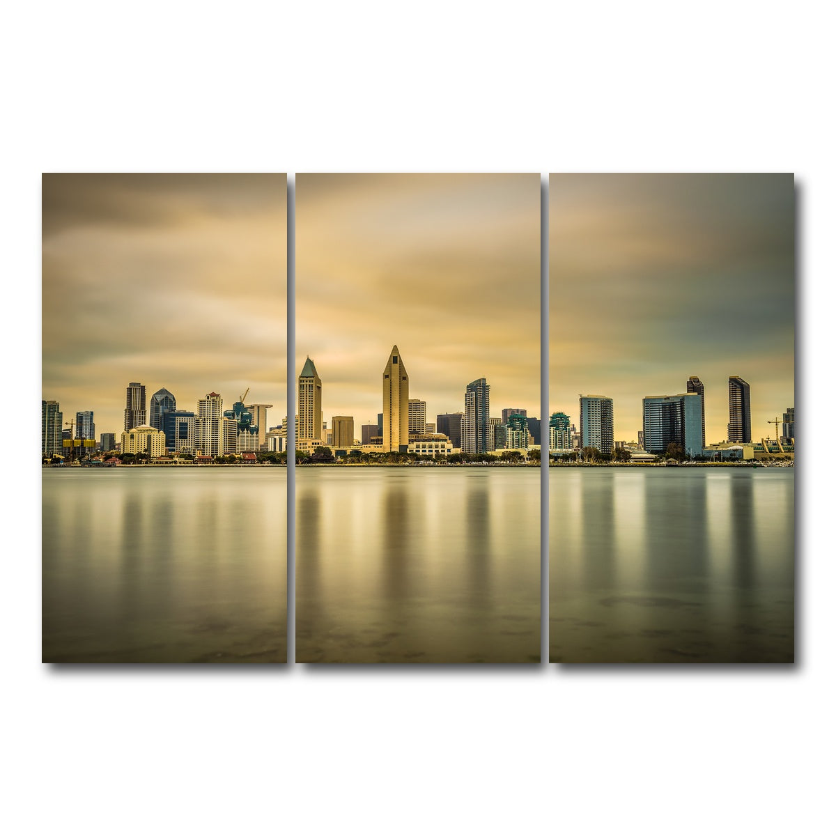 AUTO-MOCKUP WHITE | Sunset skyline of San Diego | 3 Piece | Gallery Wrap Canvas | group=12x24