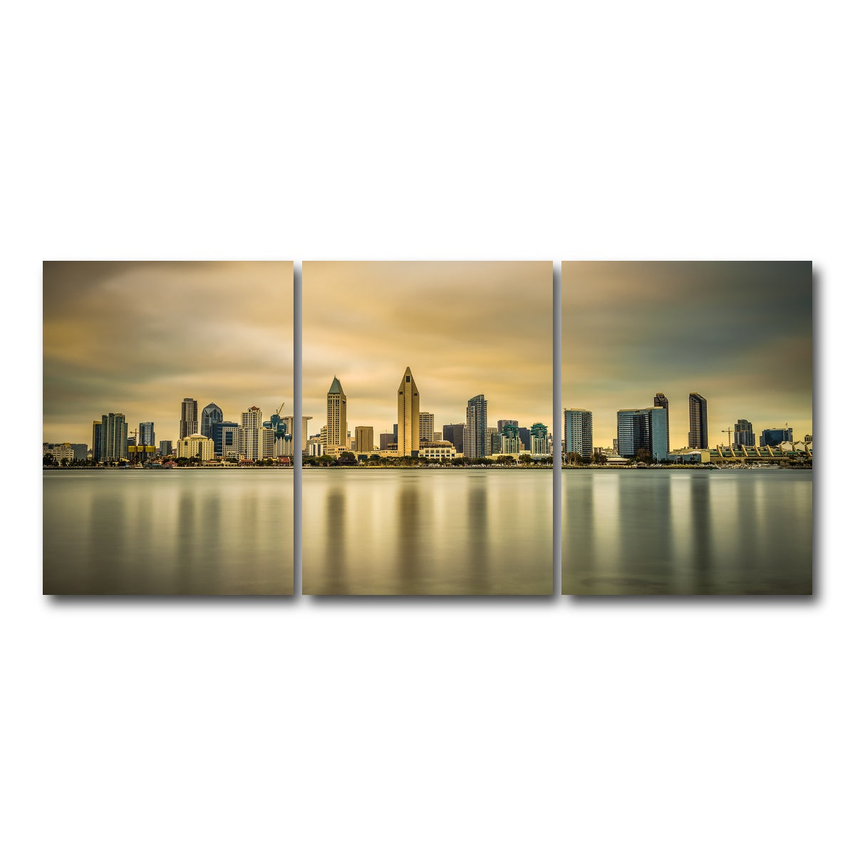 AUTO-MOCKUP WHITE | Sunset skyline of San Diego | 3 Piece | Gallery Wrap Canvas | group=18x24