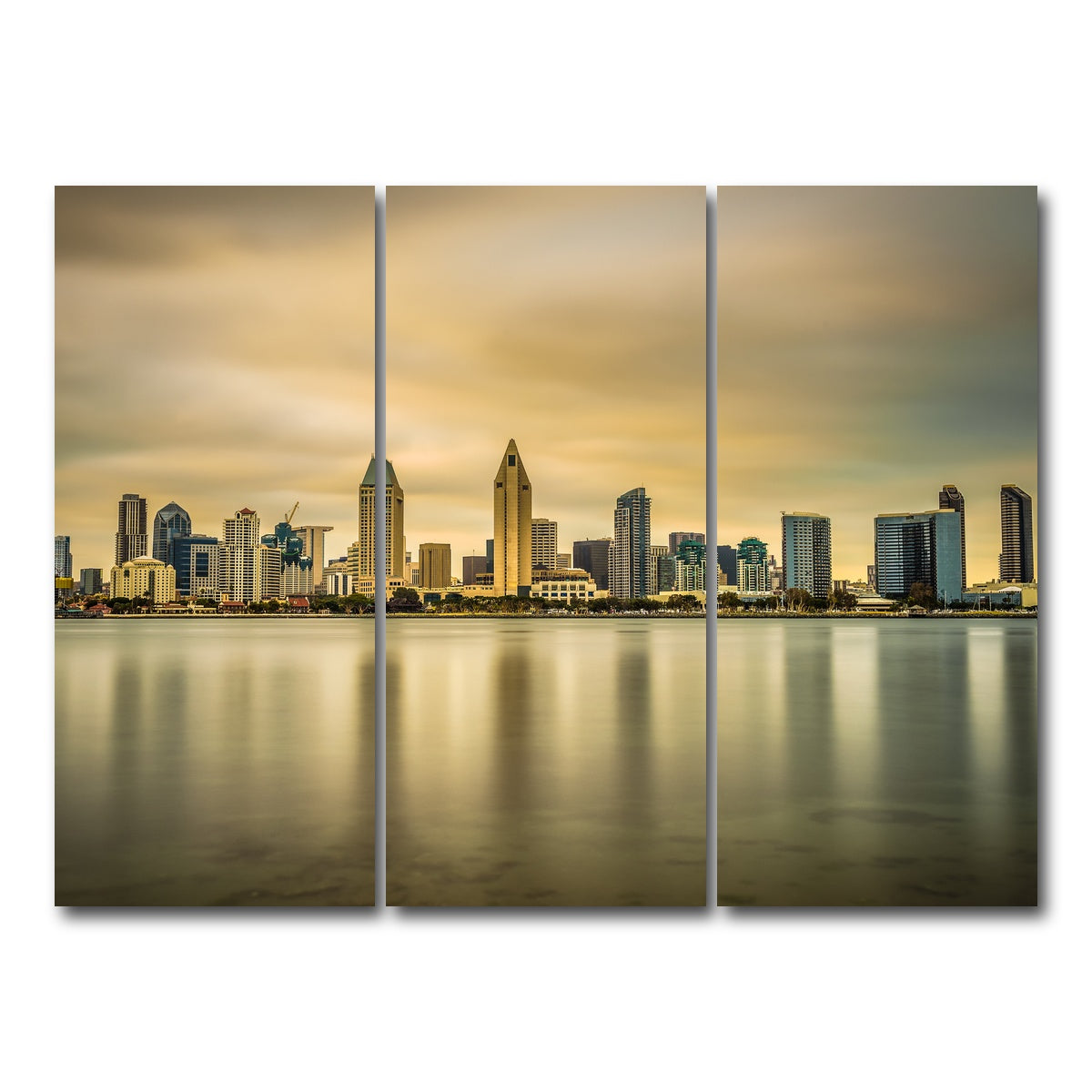 AUTO-MOCKUP WHITE | Sunset skyline of San Diego | 3 Piece | Gallery Wrap Canvas | group=8x18