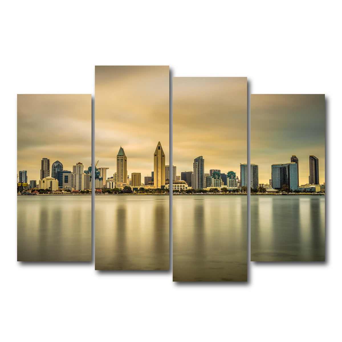 AUTO-MOCKUP WHITE | Sunset skyline of San Diego | 4 Piece | Gallery Wrap Canvas | group=4_normal