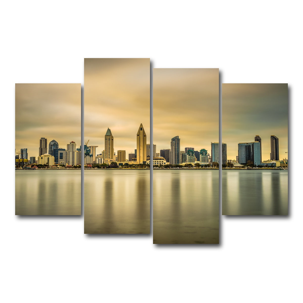 AUTO-MOCKUP WHITE | Sunset skyline of San Diego | 4 Piece | Gallery Wrap Canvas | group=4_short