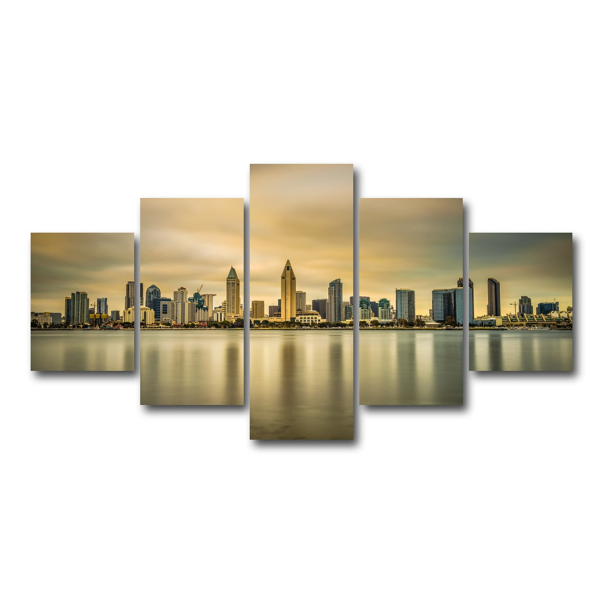 AUTO-MOCKUP WHITE | Sunset skyline of San Diego | 5 Piece | Gallery Wrap Canvas | group=5_short