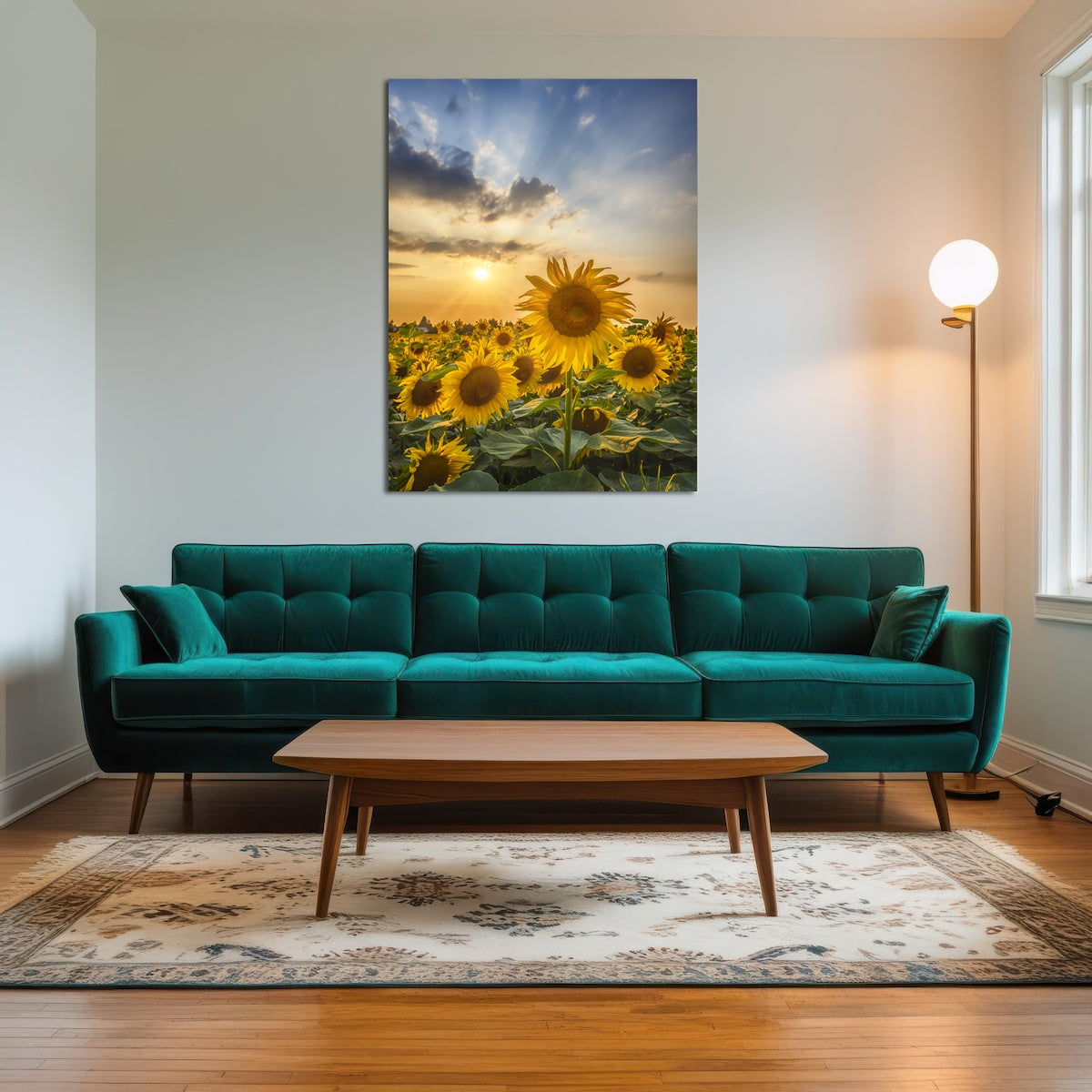 AUTO-MOCKUP ROOM | Sunset with beautiful sunflowers
