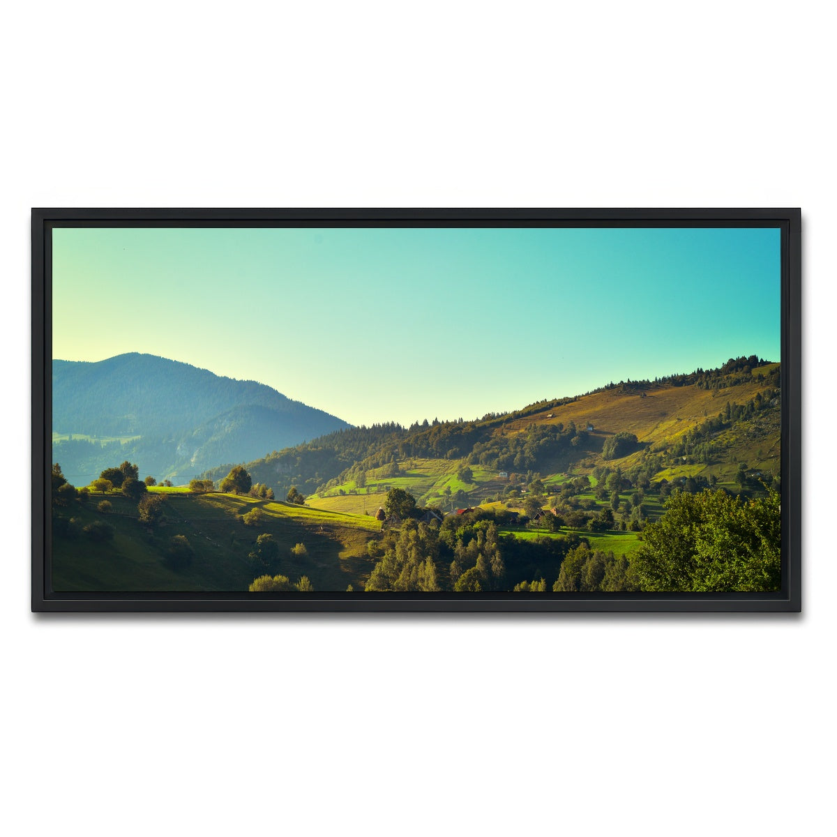 AUTO-MOCKUP WHITE | Sunshine on Magura Romania 3 | 1 Piece | Black Framed Canvas | group=2x1