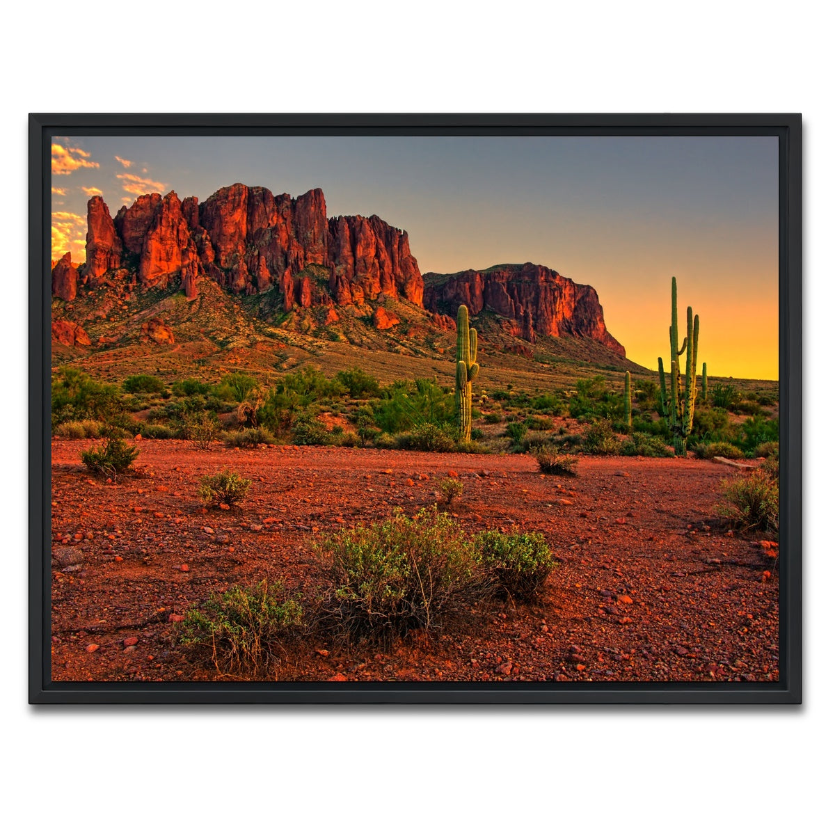 AUTO-MOCKUP WHITE | Superstition Mountains Sunset | 1 Piece | Black Framed Canvas | group=4x3