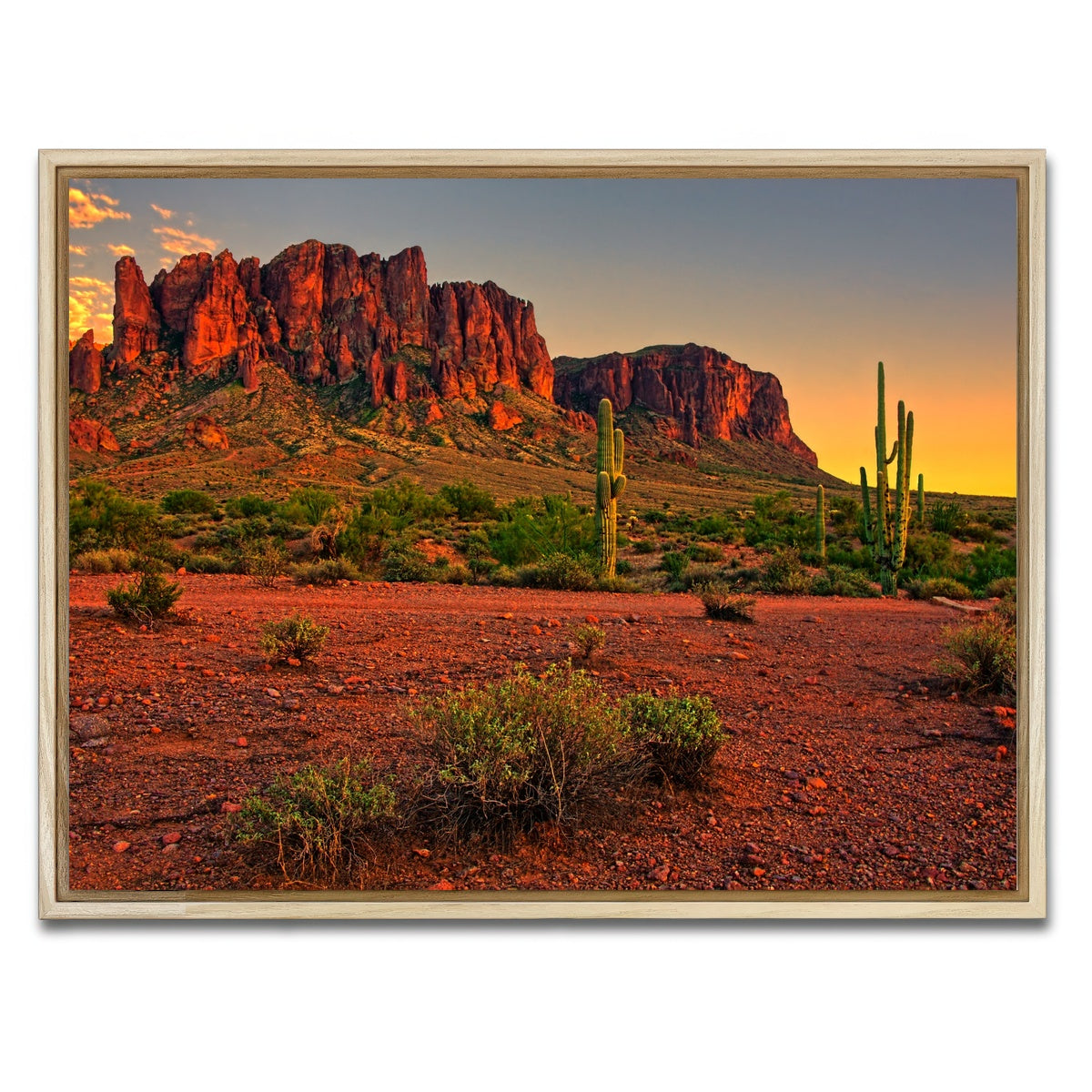 AUTO-MOCKUP WHITE | Superstition Mountains Sunset | 1 Piece | Natural Framed Canvas | group=4x3