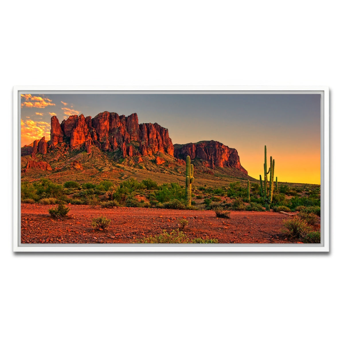 AUTO-MOCKUP WHITE | Superstition Mountains Sunset | 1 Piece | White Framed Canvas | group=2x1