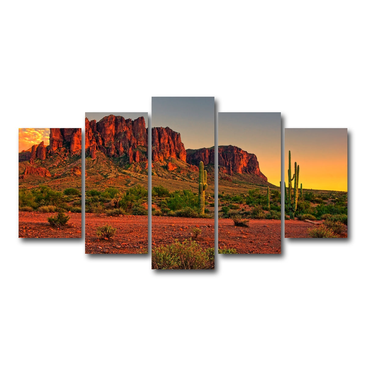 AUTO-MOCKUP WHITE | Superstition Mountains Sunset | 5 Piece | Gallery Wrap Canvas | group=5_normal